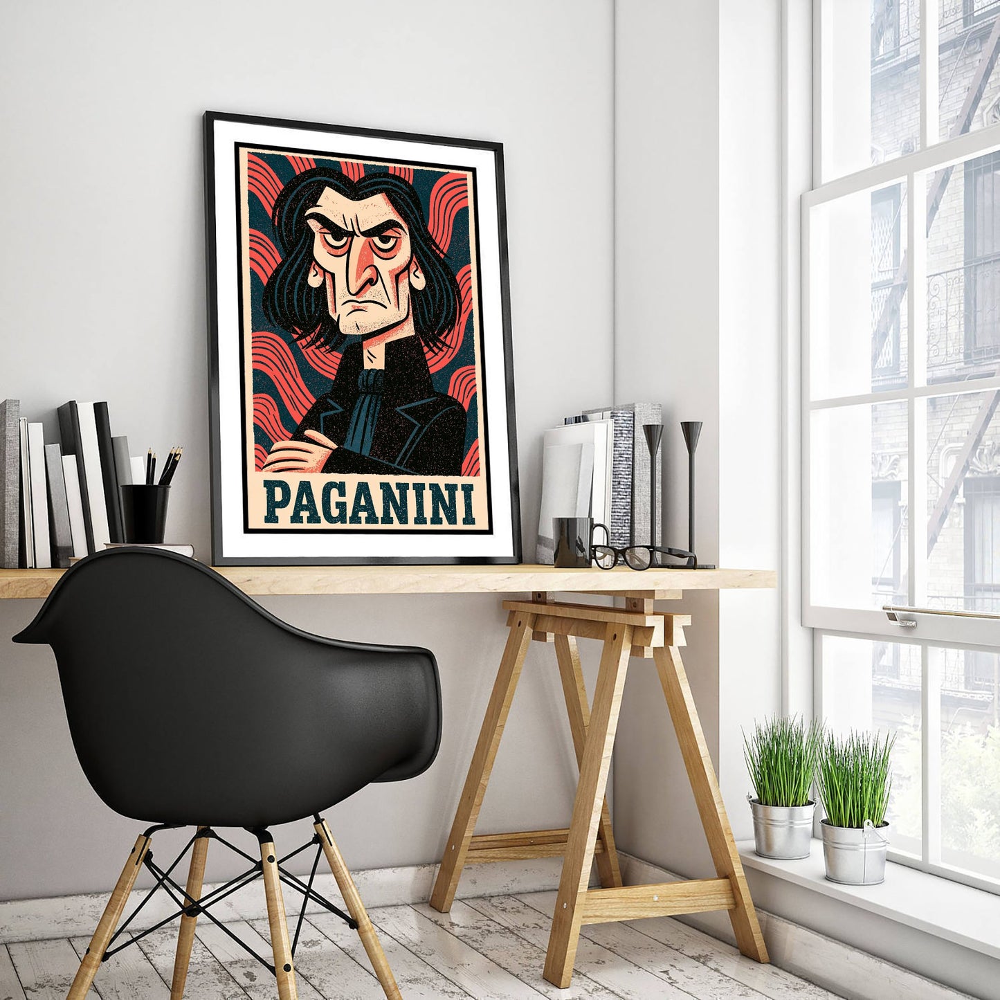 Niccolo Paganini Art Print - Romantic Composer Portrait Poster - Bold Woodcut Illustration - Violin Music 3/3