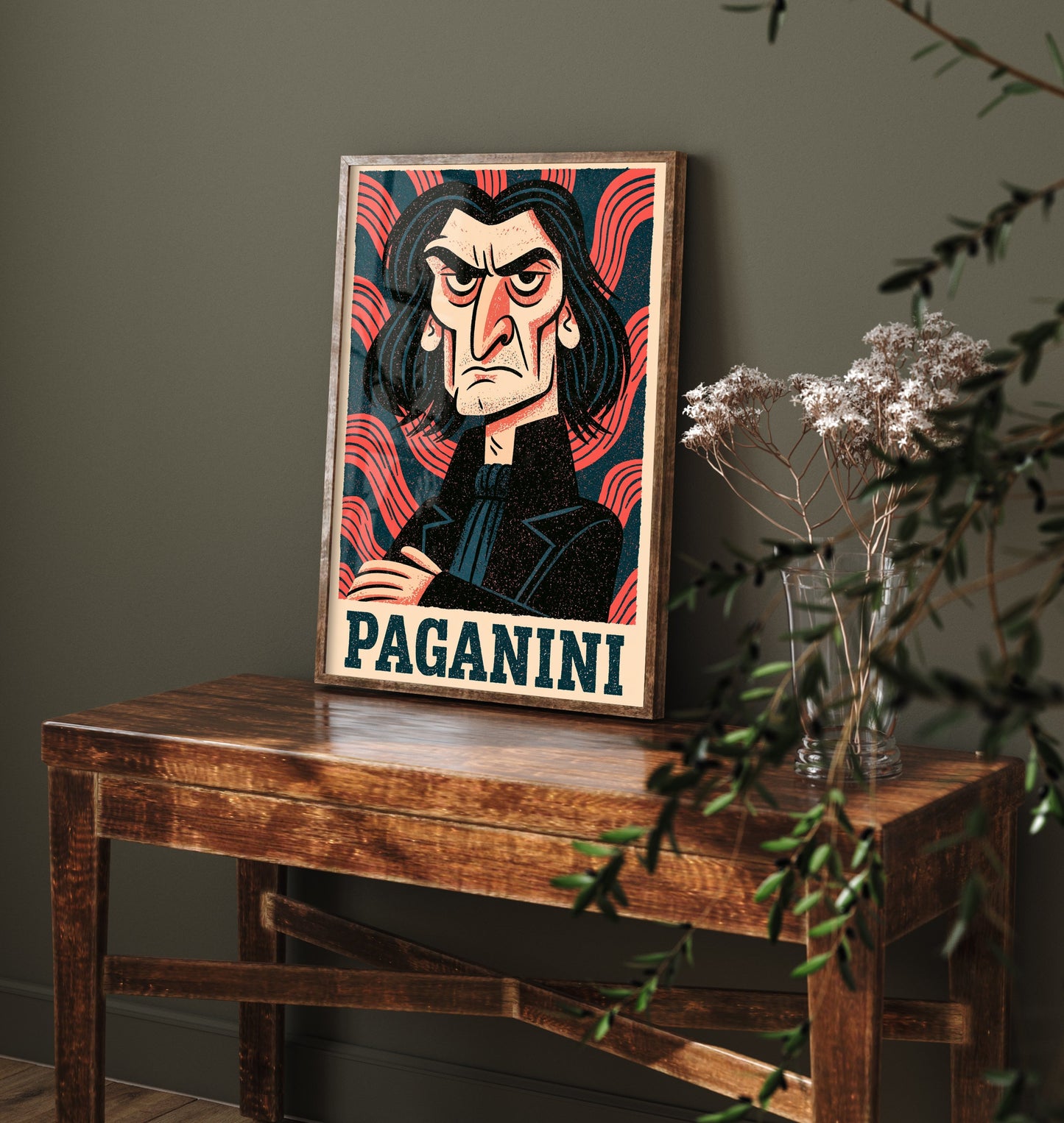 Niccolo Paganini Art Print - Romantic Composer Portrait Poster - Bold Woodcut Illustration - Violin Music 3/3
