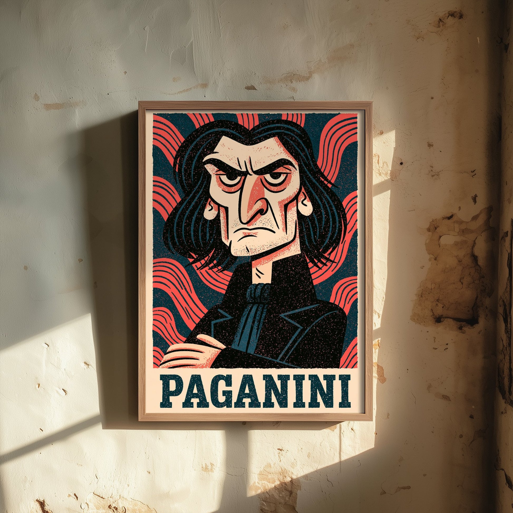 Niccolo Paganini Art Print - Romantic Composer Portrait Poster - Bold Woodcut Illustration - Violin Music 3/3