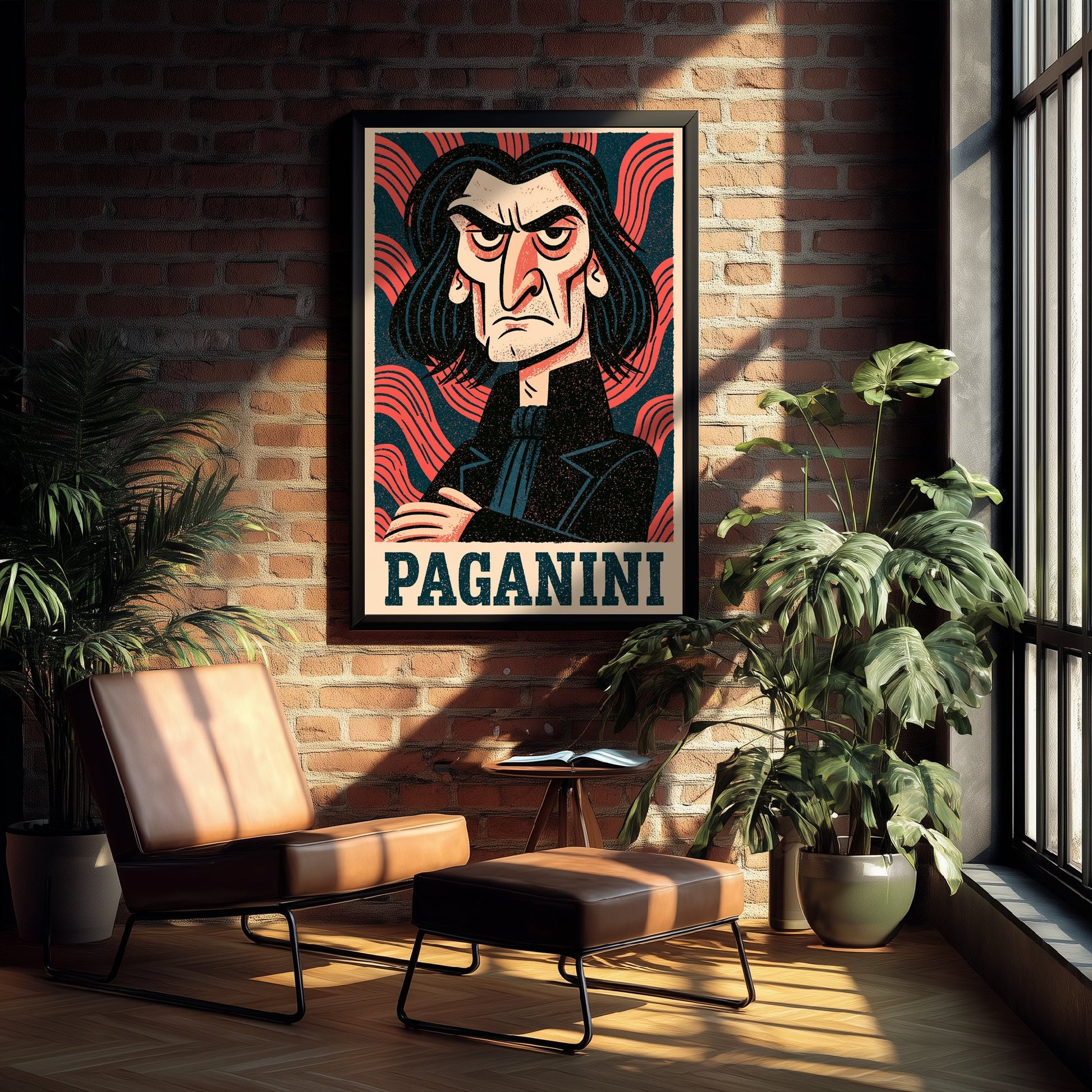Niccolo Paganini Art Print - Romantic Composer Portrait Poster - Bold Woodcut Illustration - Violin Music 3/3