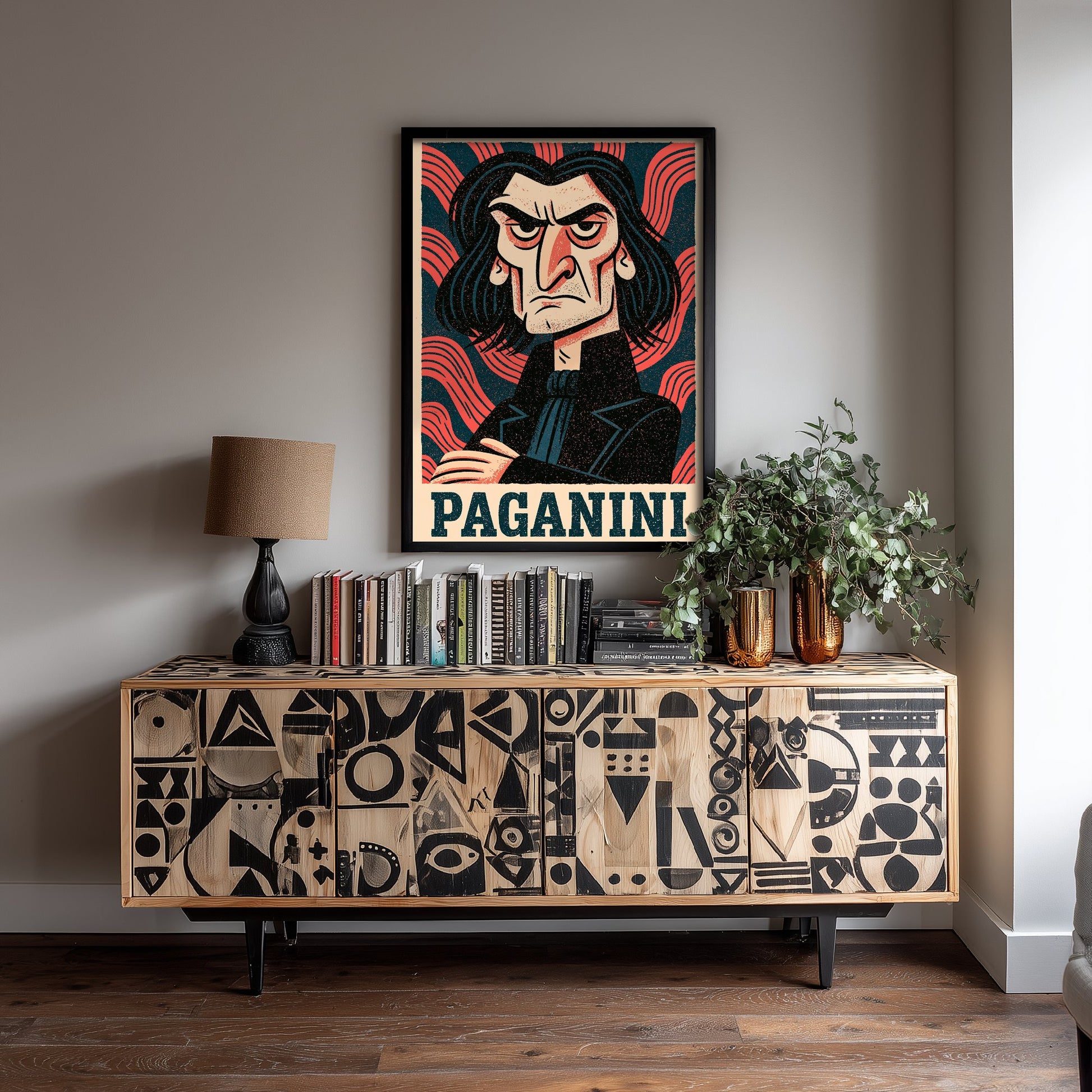 Niccolo Paganini Art Print - Romantic Composer Portrait Poster - Bold Woodcut Illustration - Violin Music 3/3