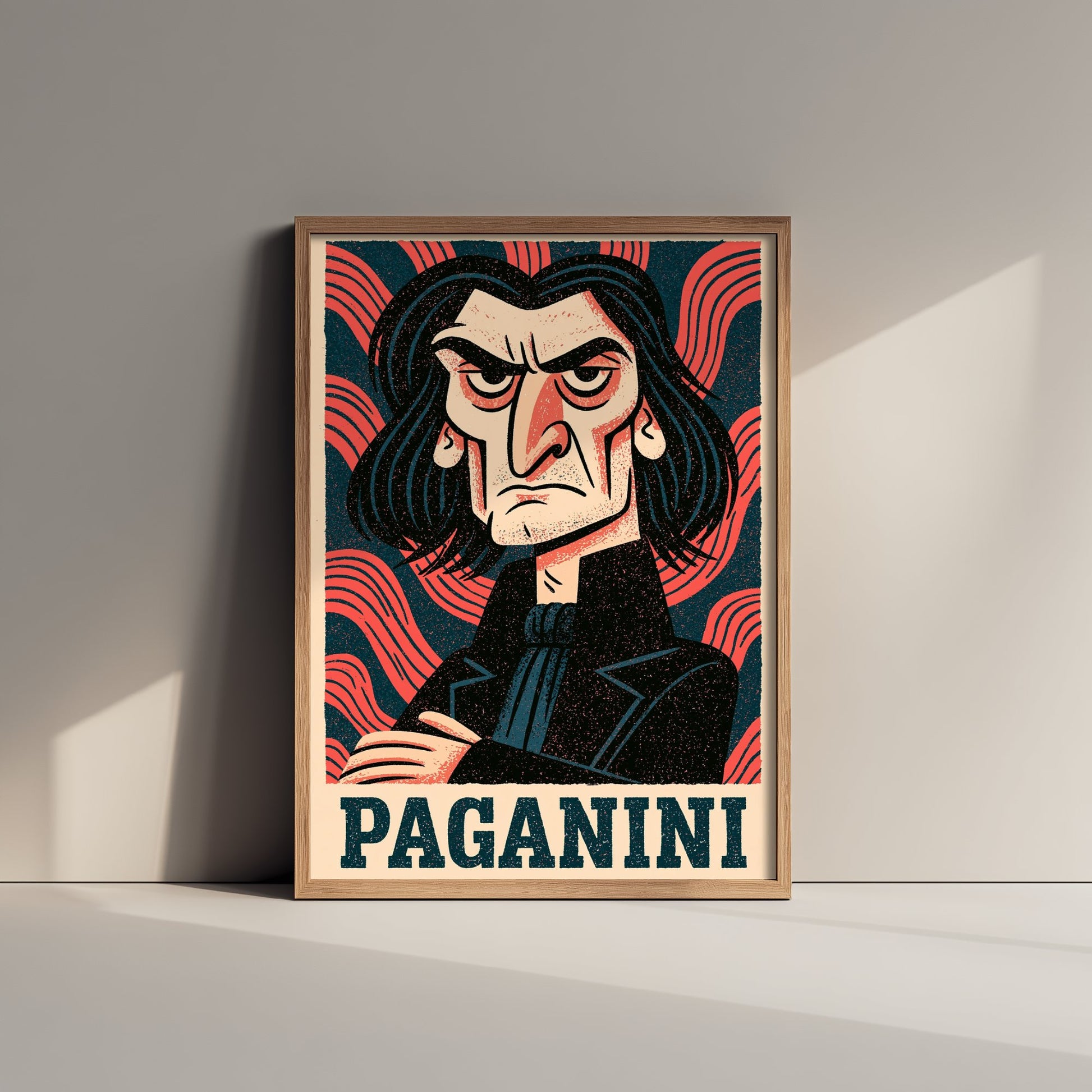 Niccolo Paganini Art Print - Romantic Composer Portrait Poster - Bold Woodcut Illustration - Violin Music 3/3