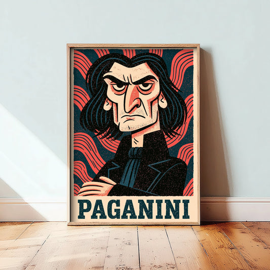 Niccolo Paganini Art Print - Romantic Composer Portrait Poster - Bold Woodcut Illustration - Violin Music 3/3
