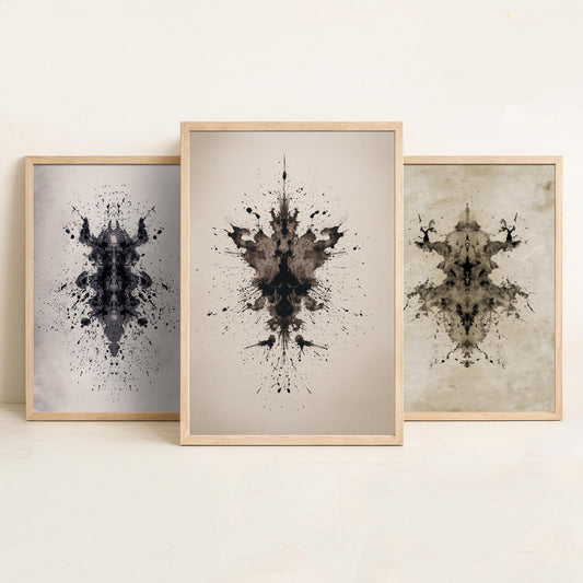 Rorschach Inkblot Set of Three Art Prints - Creepy Crawlie Insects - Dark Psychology Poster Illustration Therapist