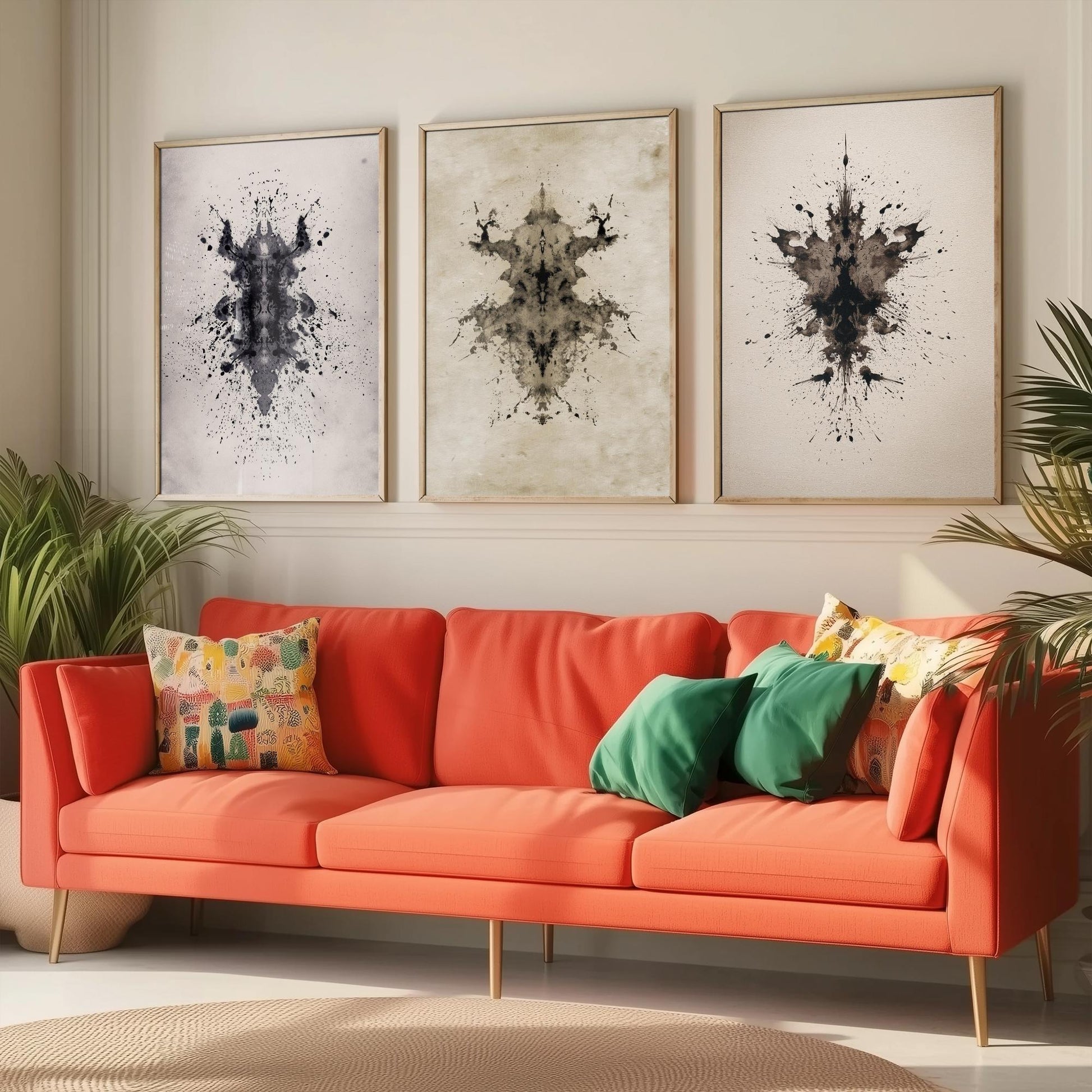 Rorschach Inkblot Set of Three Art Prints - Creepy Crawlie Insects - Dark Psychology Poster Illustration Therapist