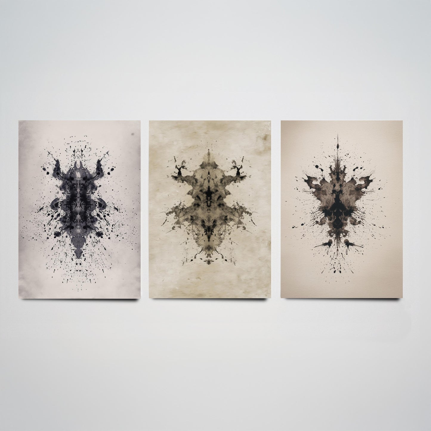 Rorschach Inkblot Set of Three Art Prints - Creepy Crawlie Insects - Dark Psychology Poster Illustration Therapist