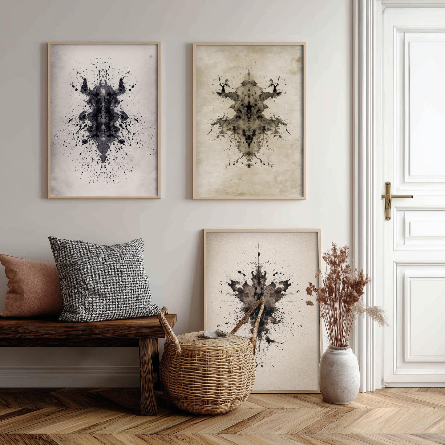 Rorschach Inkblot Set of Three Art Prints - Creepy Crawlie Insects - Dark Psychology Poster Illustration Therapist