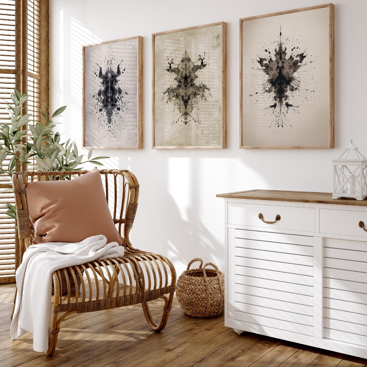 Rorschach Inkblot Set of Three Art Prints - Creepy Crawlie Insects - Dark Psychology Poster Illustration Therapist