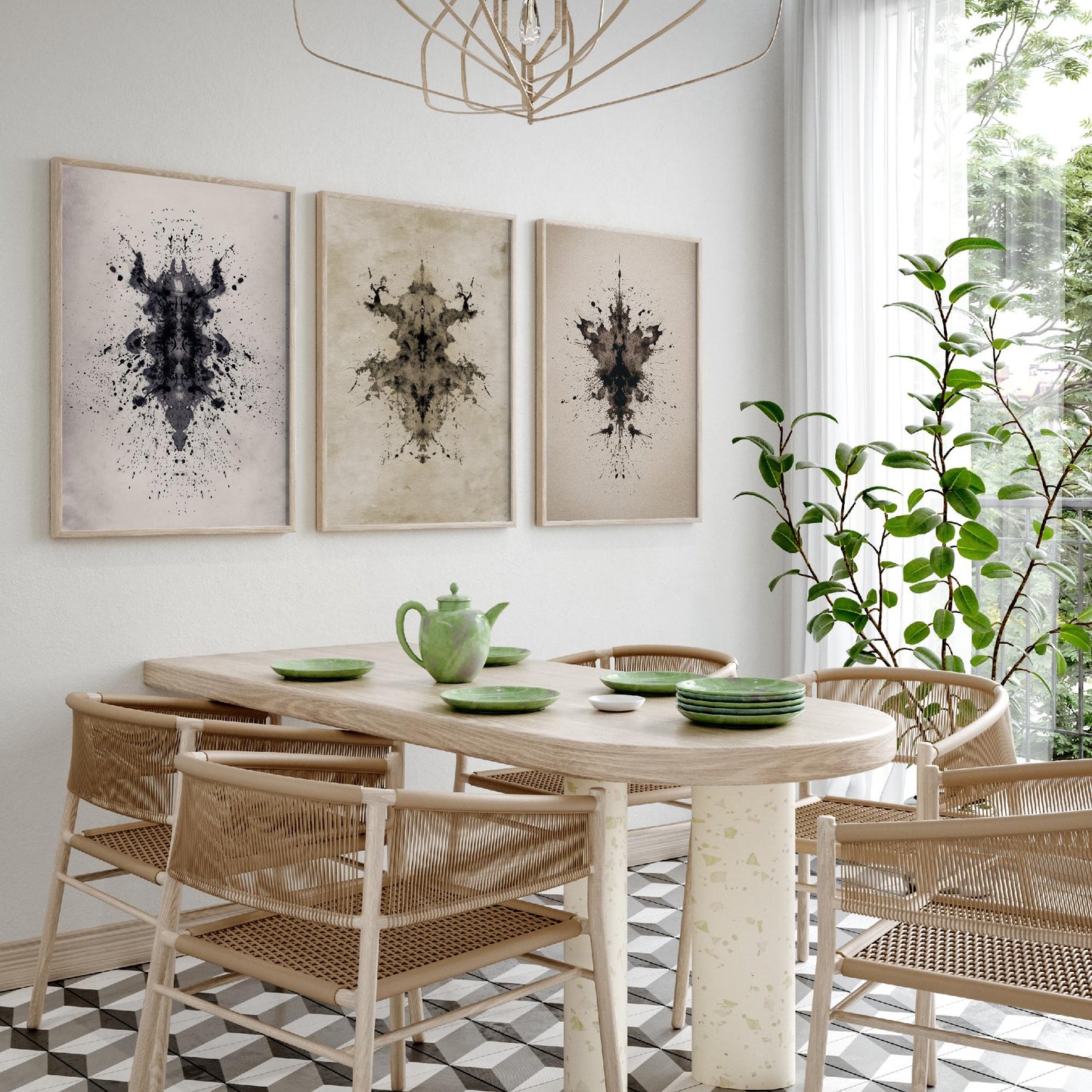 Rorschach Inkblot Set of Three Art Prints - Creepy Crawlie Insects - Dark Psychology Poster Illustration Therapist