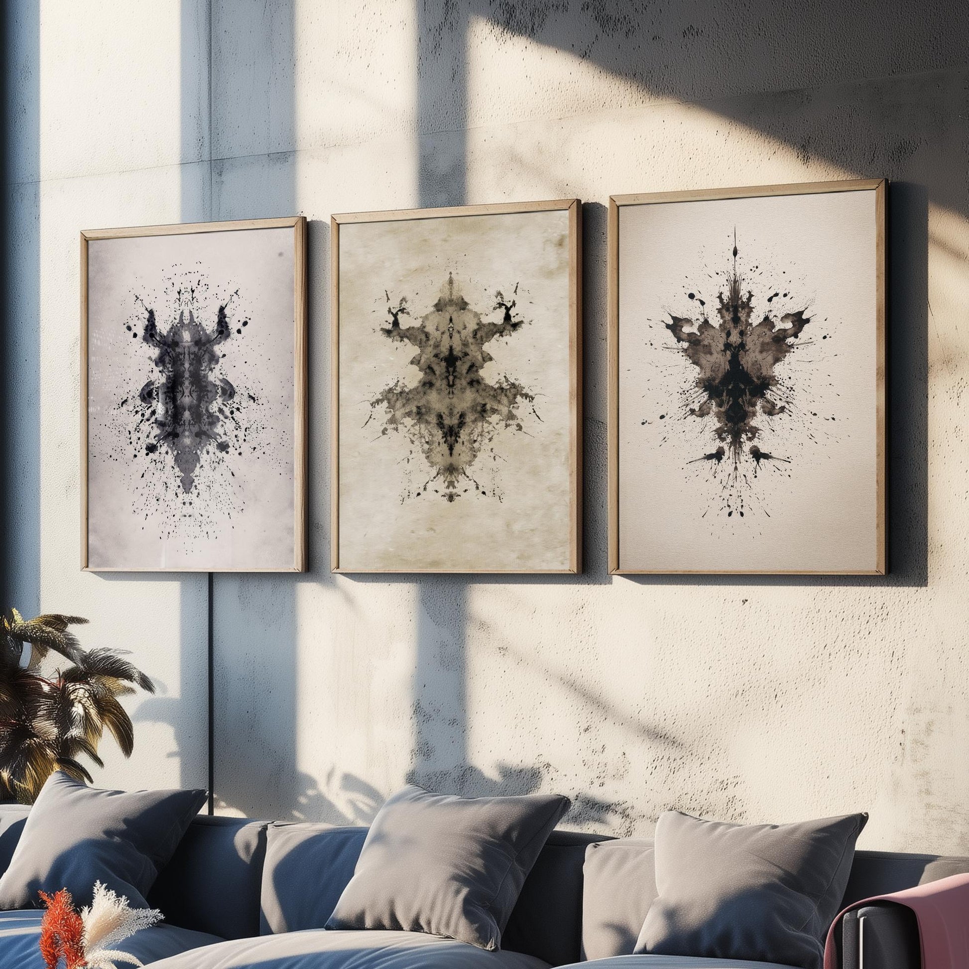 Rorschach Inkblot Set of Three Art Prints - Creepy Crawlie Insects - Dark Psychology Poster Illustration Therapist