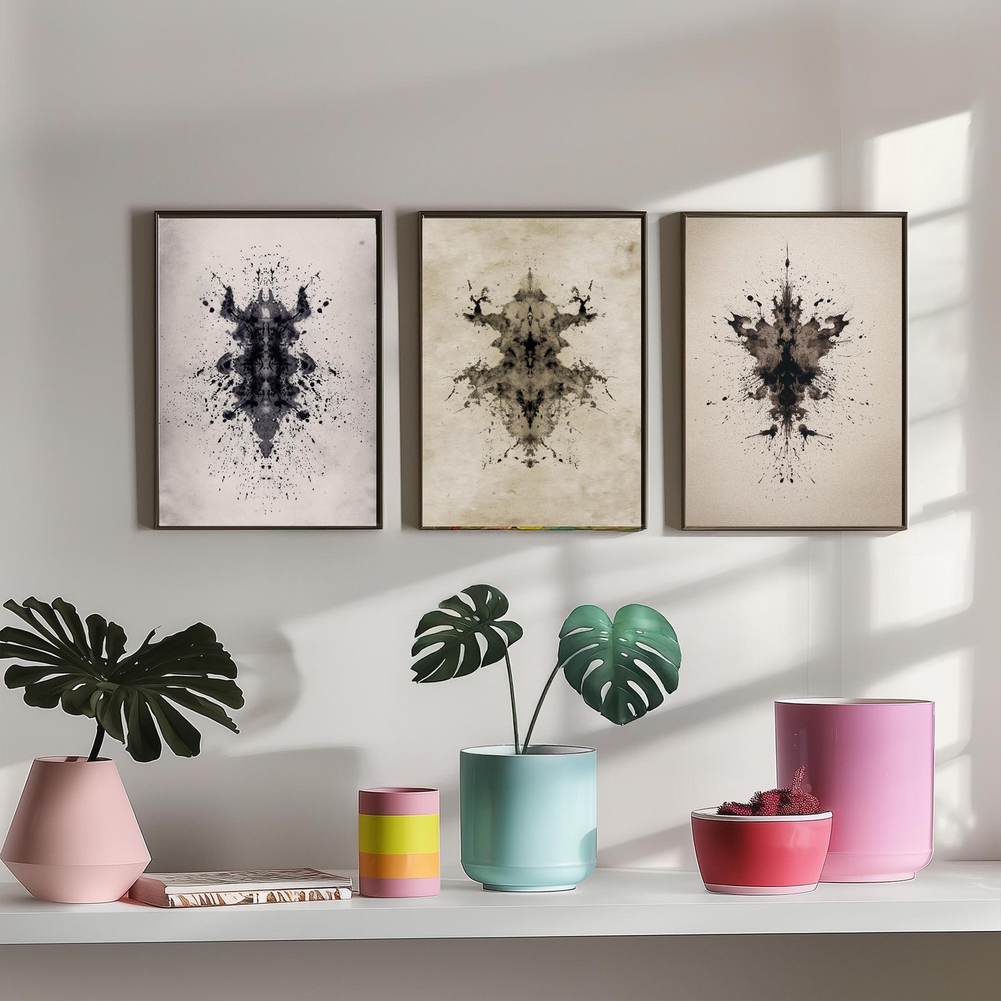 Rorschach Inkblot Set of Three Art Prints - Creepy Crawlie Insects - Dark Psychology Poster Illustration Therapist