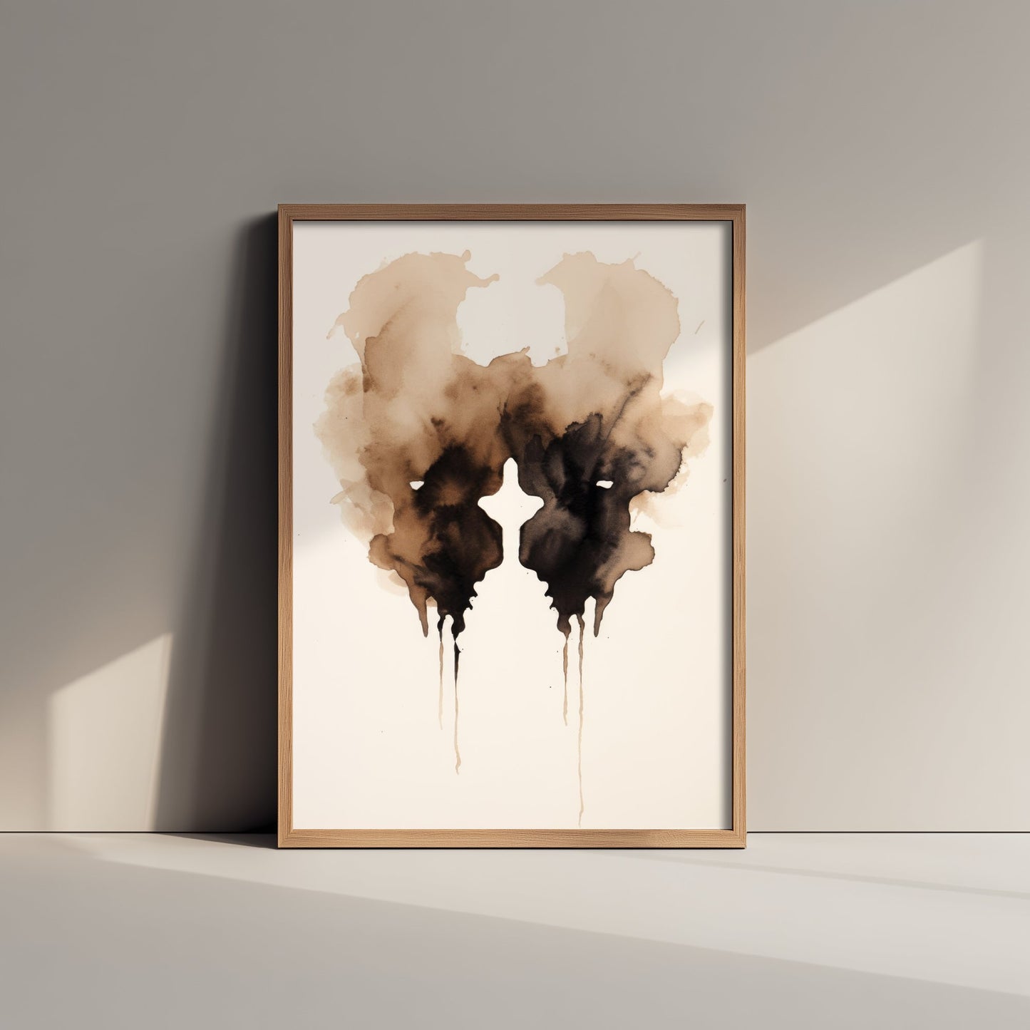 Rorschach Inkblot Art Print - Abstract Ink Poster - Grunge Psychology Illustration - Sepia Inkblot 1/3