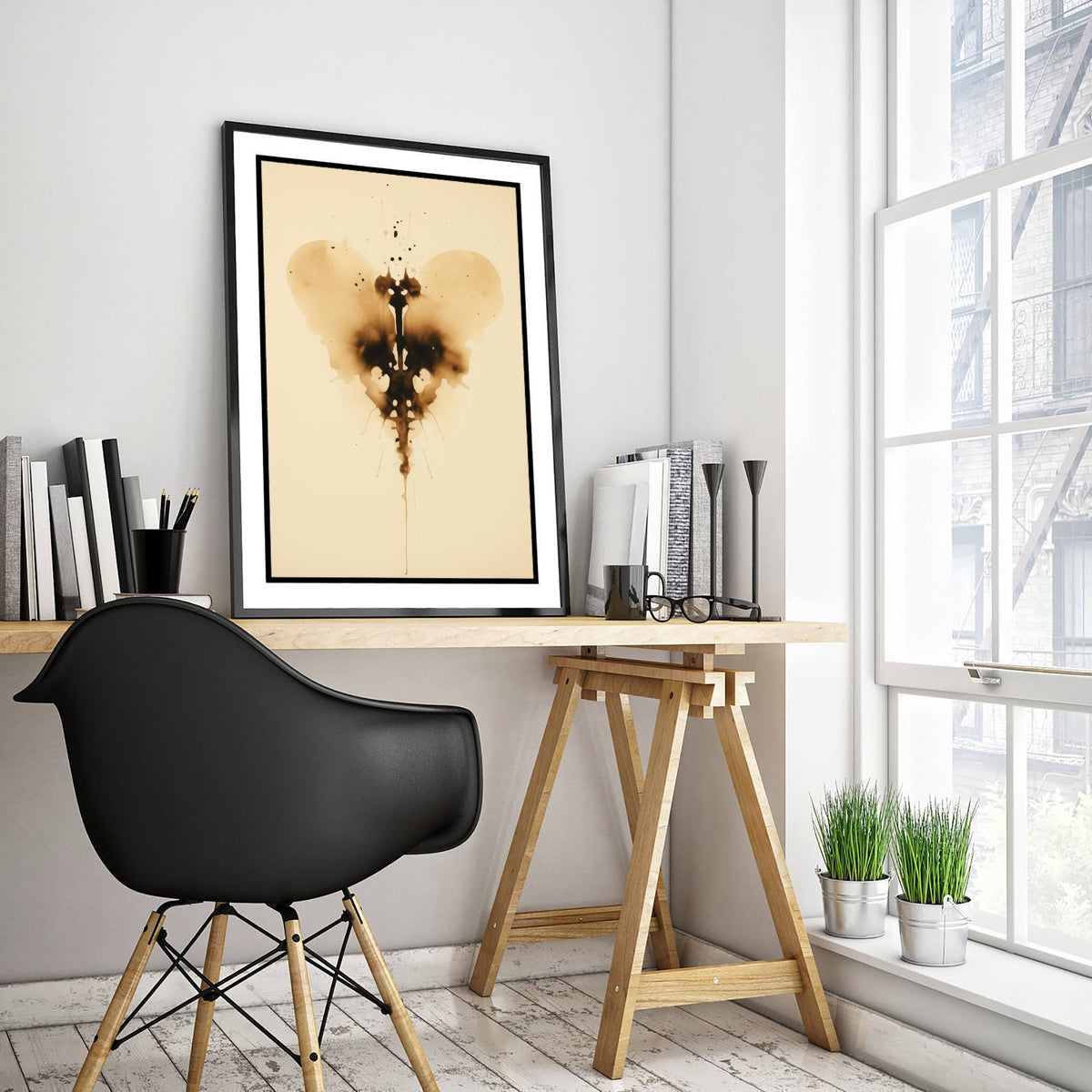 Rorschach Heart Inkblot Art Print - Abstract Ink Poster - Grunge Psychology Illustration - Heart Inkblot 2/3