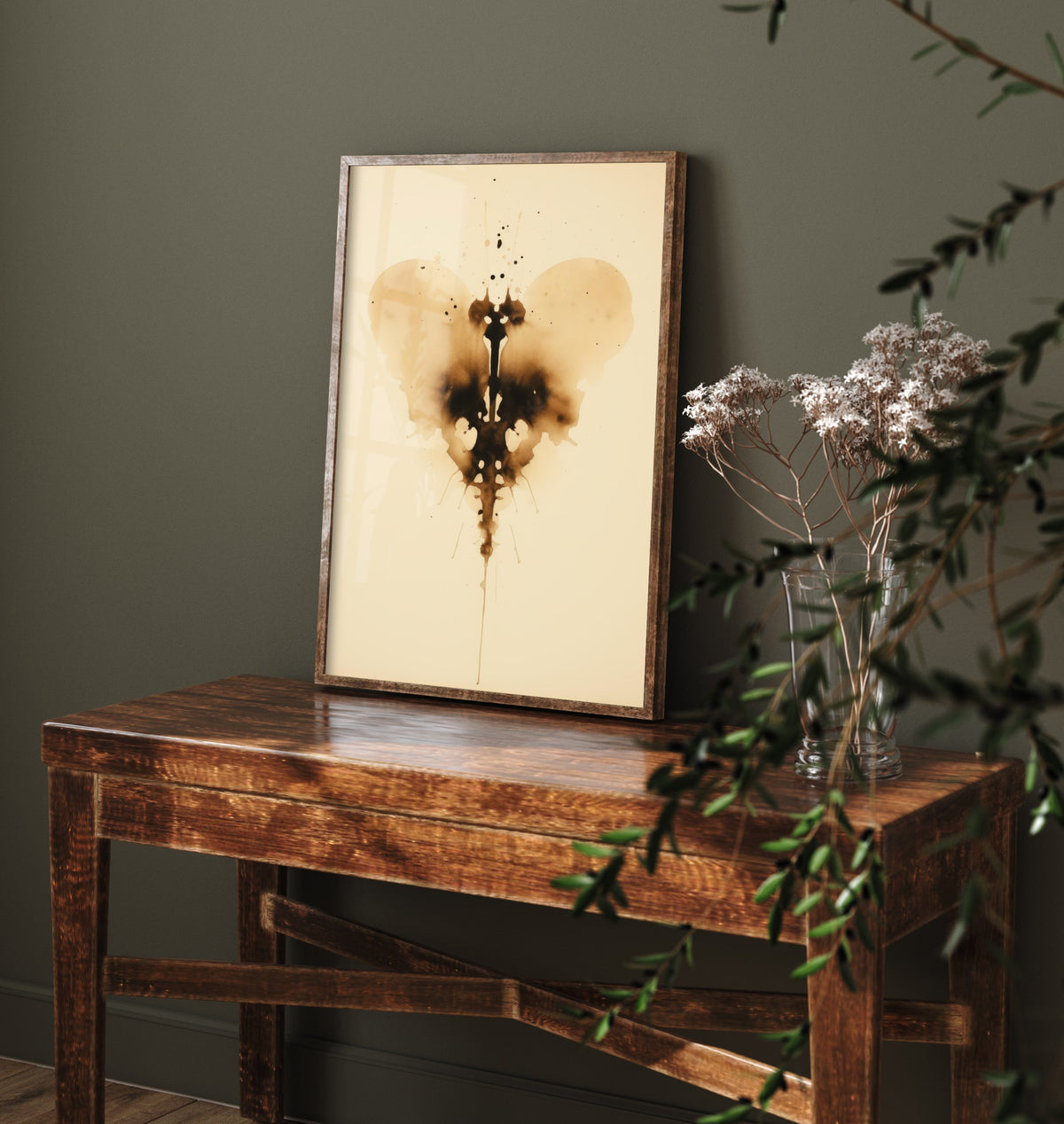Rorschach Heart Inkblot Art Print - Abstract Ink Poster - Grunge Psychology Illustration - Heart Inkblot 2/3