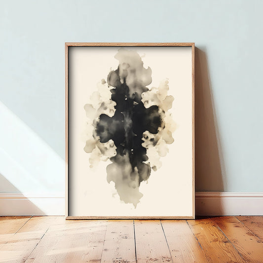 Rorschach Inkblot Art Print - Abstract Ink Poster - Grunge Psychology Illustration - Black Inkblot 3/3