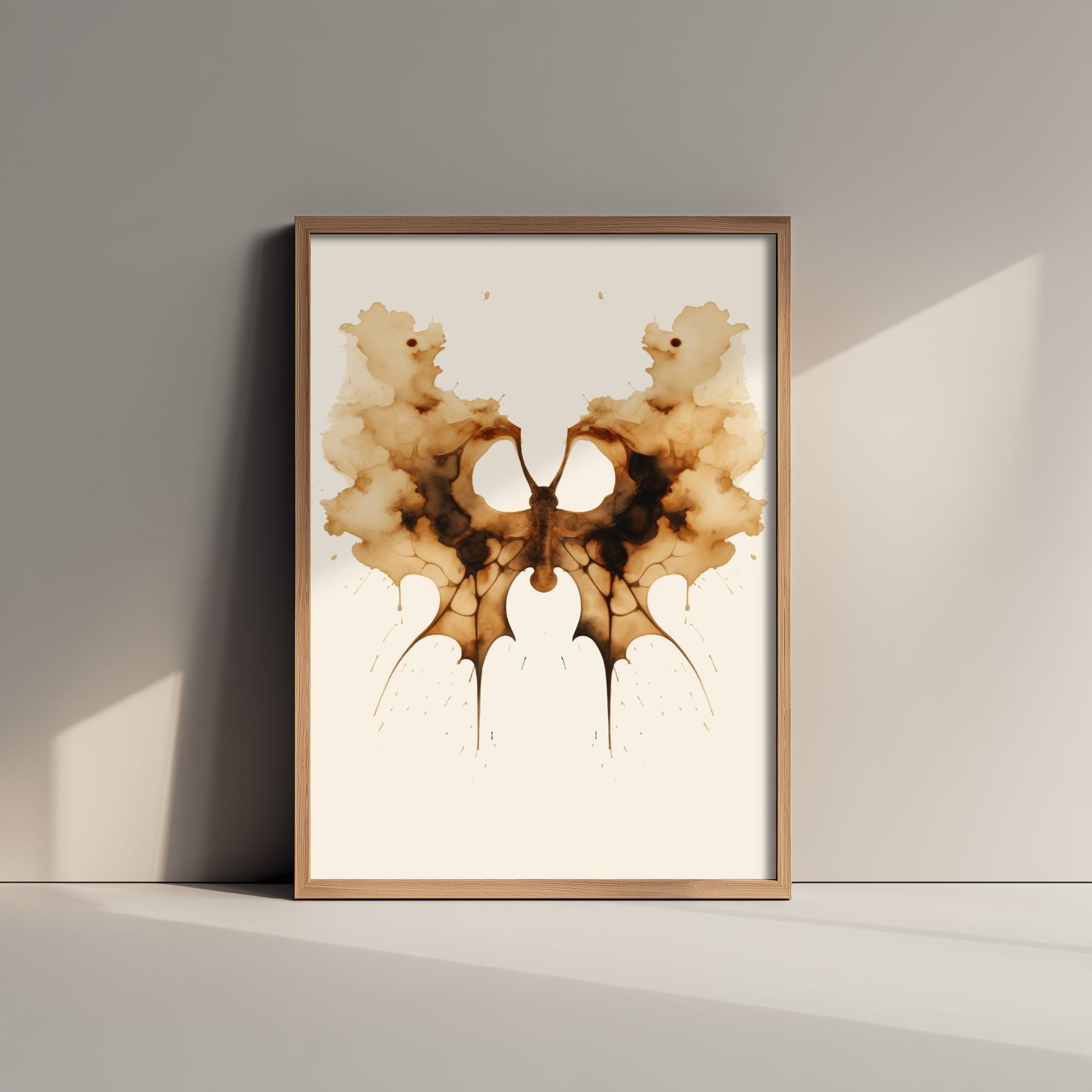Rorschach Inkblot Art Print - Abstract Psychology Poster - Sepia Ink Illustration - Therapist Wall Art V1 1/3