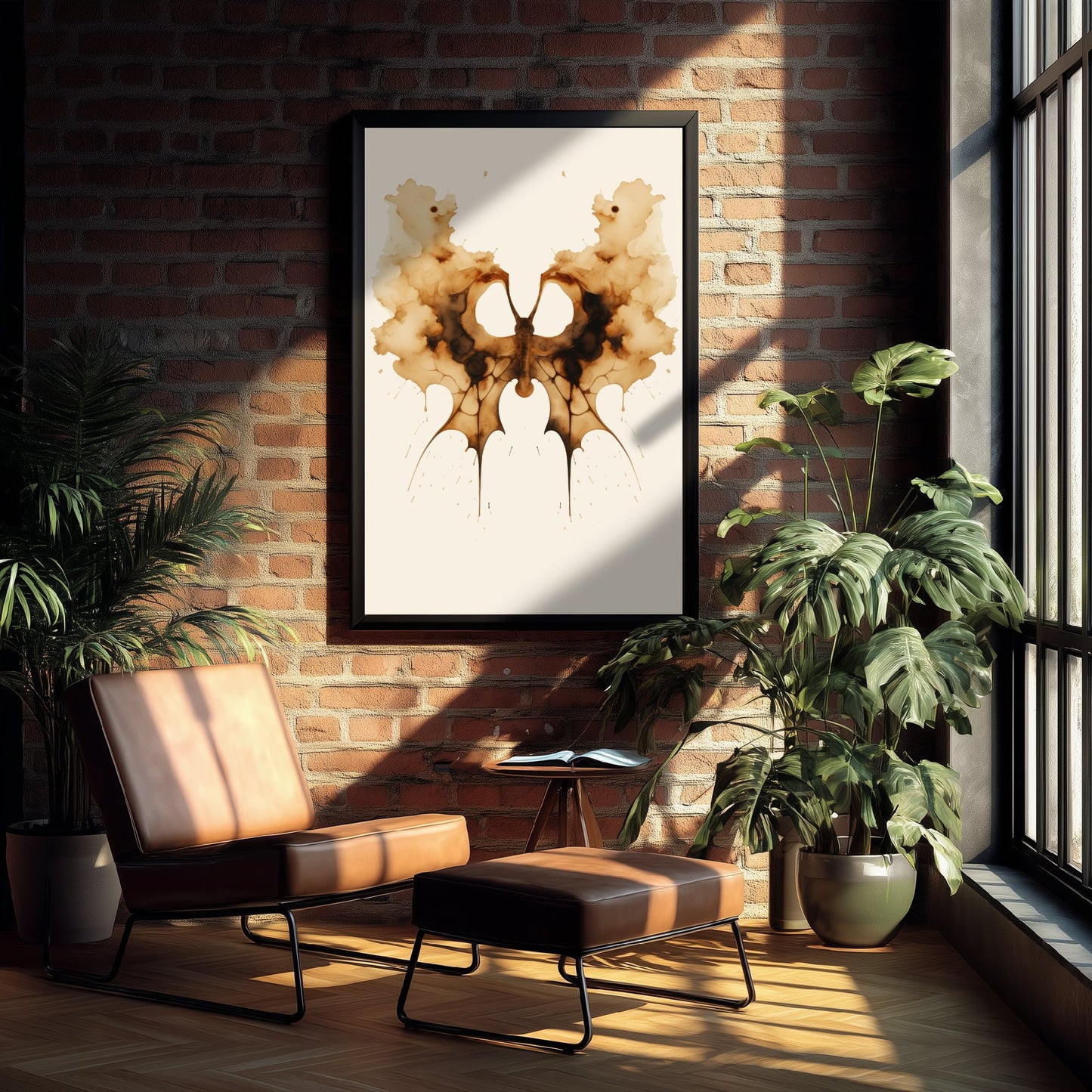 Rorschach Inkblot Art Print - Abstract Psychology Poster - Sepia Ink Illustration - Therapist Wall Art V1 1/3