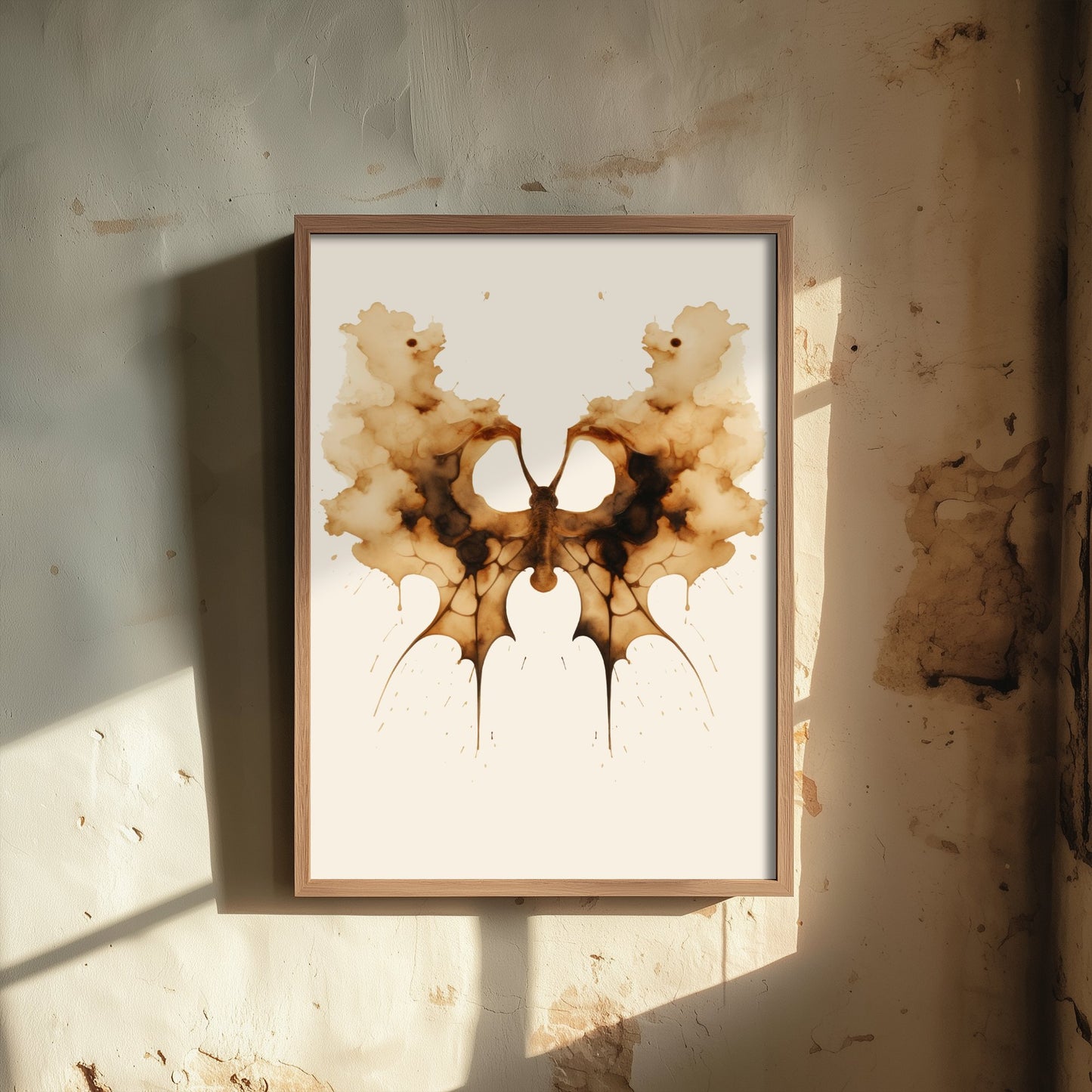 Rorschach Inkblot Art Print - Abstract Psychology Poster - Sepia Ink Illustration - Therapist Wall Art V1 1/3