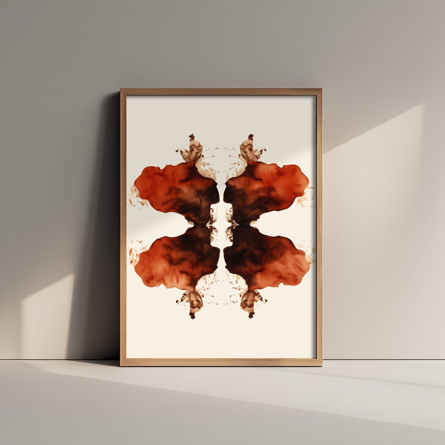 Rorschach Inkblot Art Print - Abstract Psychology Poster - Rust Ink Illustration - Therapist Wall Art V1 2/3