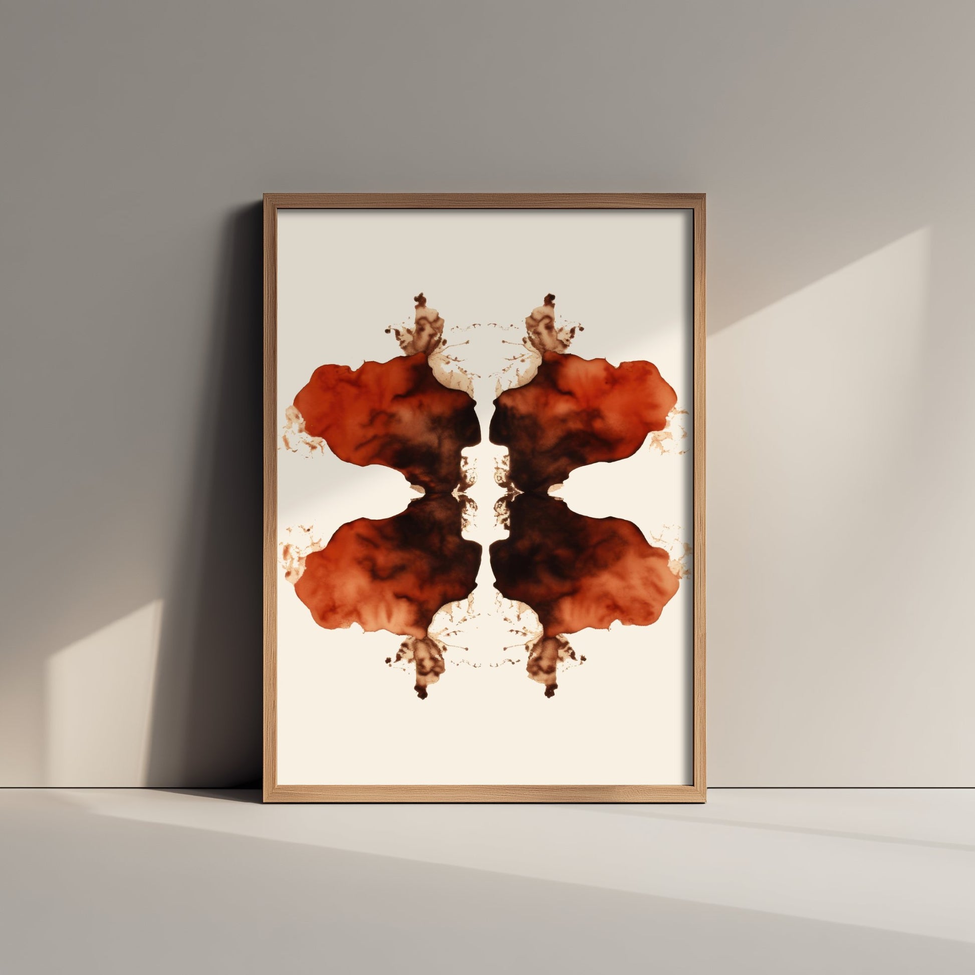 Rorschach Inkblot Art Print - Abstract Psychology Poster - Rust Ink Illustration - Therapist Wall Art V1 2/3