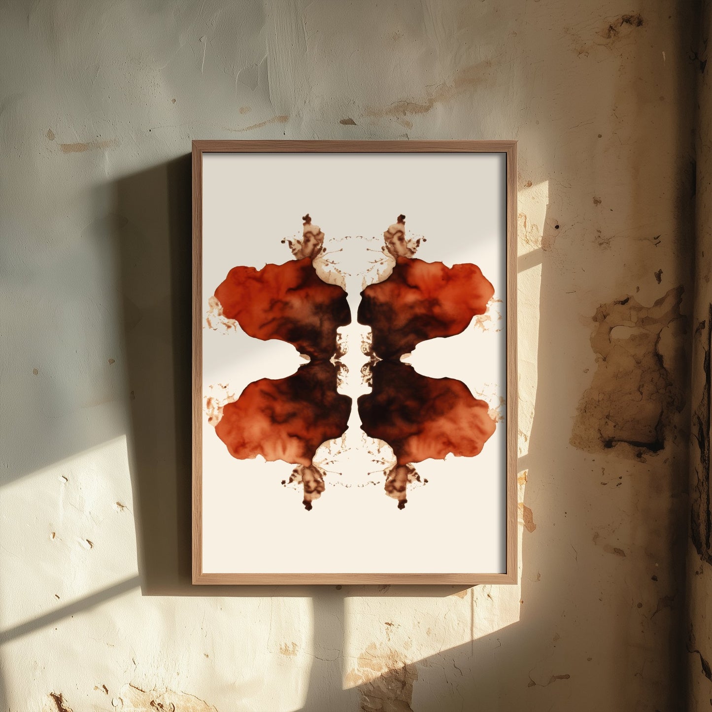 Rorschach Inkblot Art Print - Abstract Psychology Poster - Rust Ink Illustration - Therapist Wall Art V1 2/3