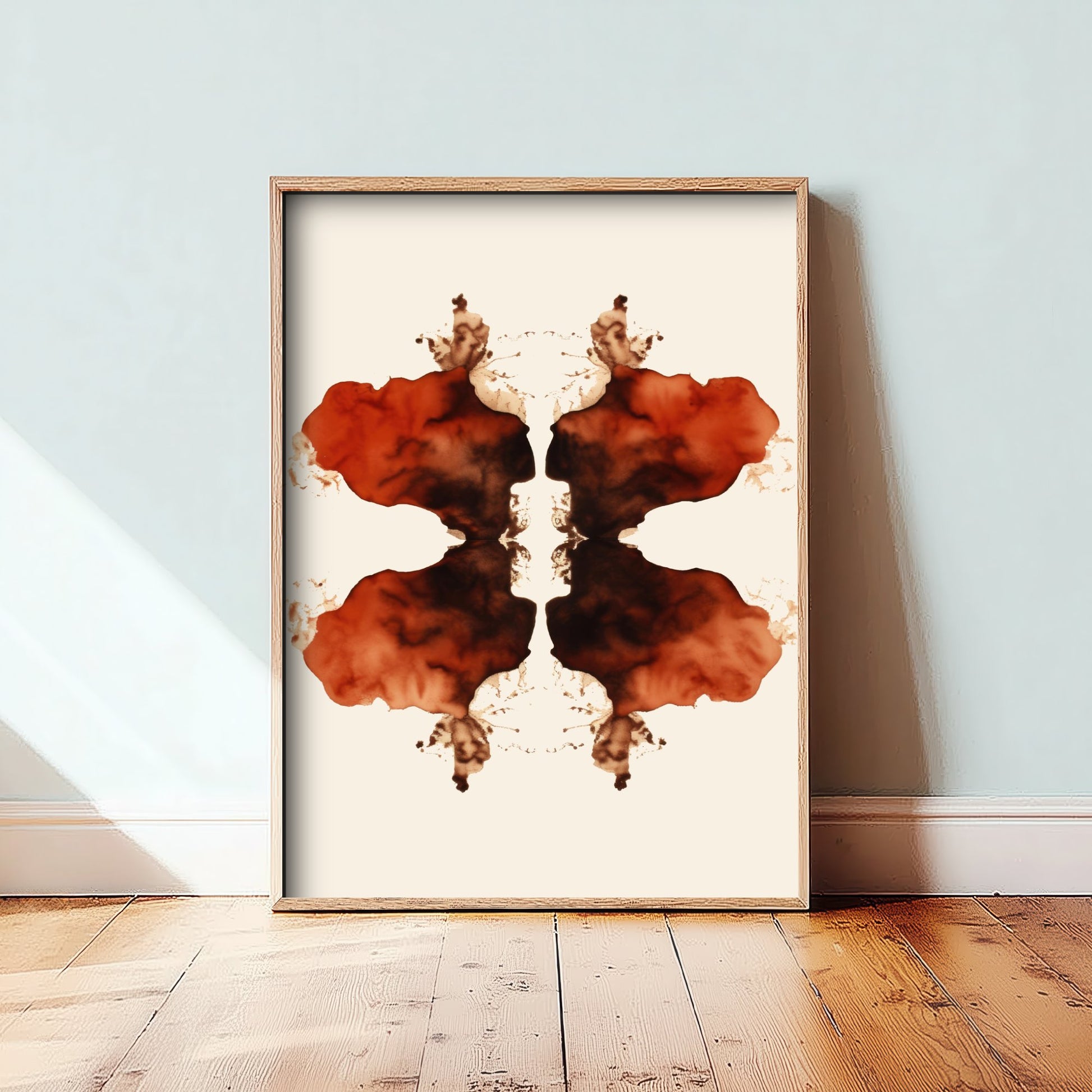 Rorschach Inkblot Art Print - Abstract Psychology Poster - Rust Ink Illustration - Therapist Wall Art V1 2/3