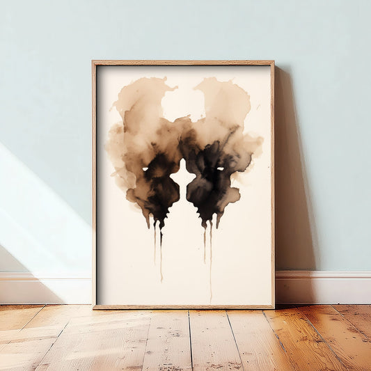 Rorschach Inkblot Art Print - Abstract Psychology Poster - Black Ink Illustration - Therapist Wall Art V1 3/3