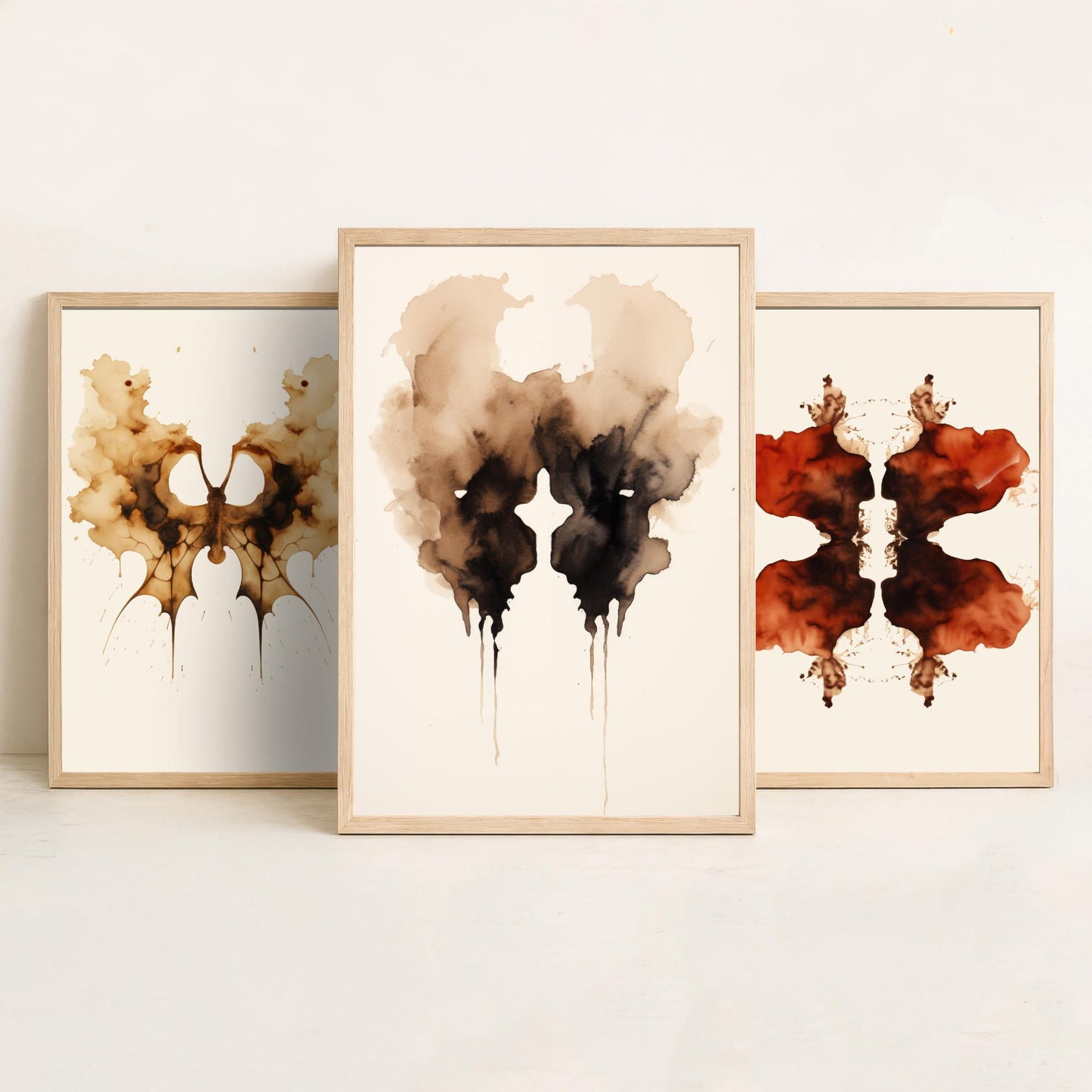 Rorschach Inkblot Set of Three Art Prints - Psychology Wall Art - Abstract Watercolour Poster Gift Painting Therapy Decor V1