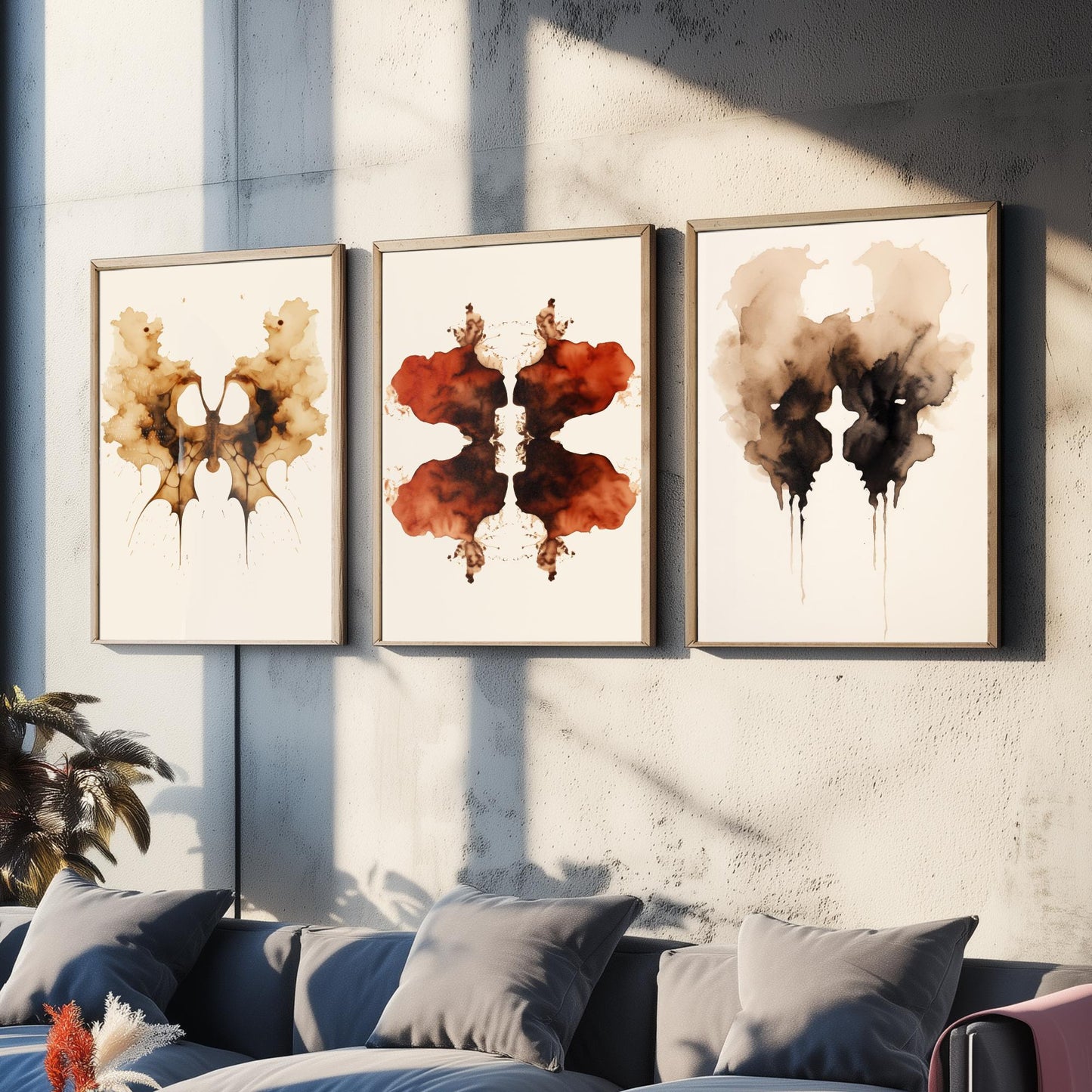 Rorschach Inkblot Set of Three Art Prints - Psychology Wall Art - Abstract Watercolour Poster Gift Painting Therapy Decor V1