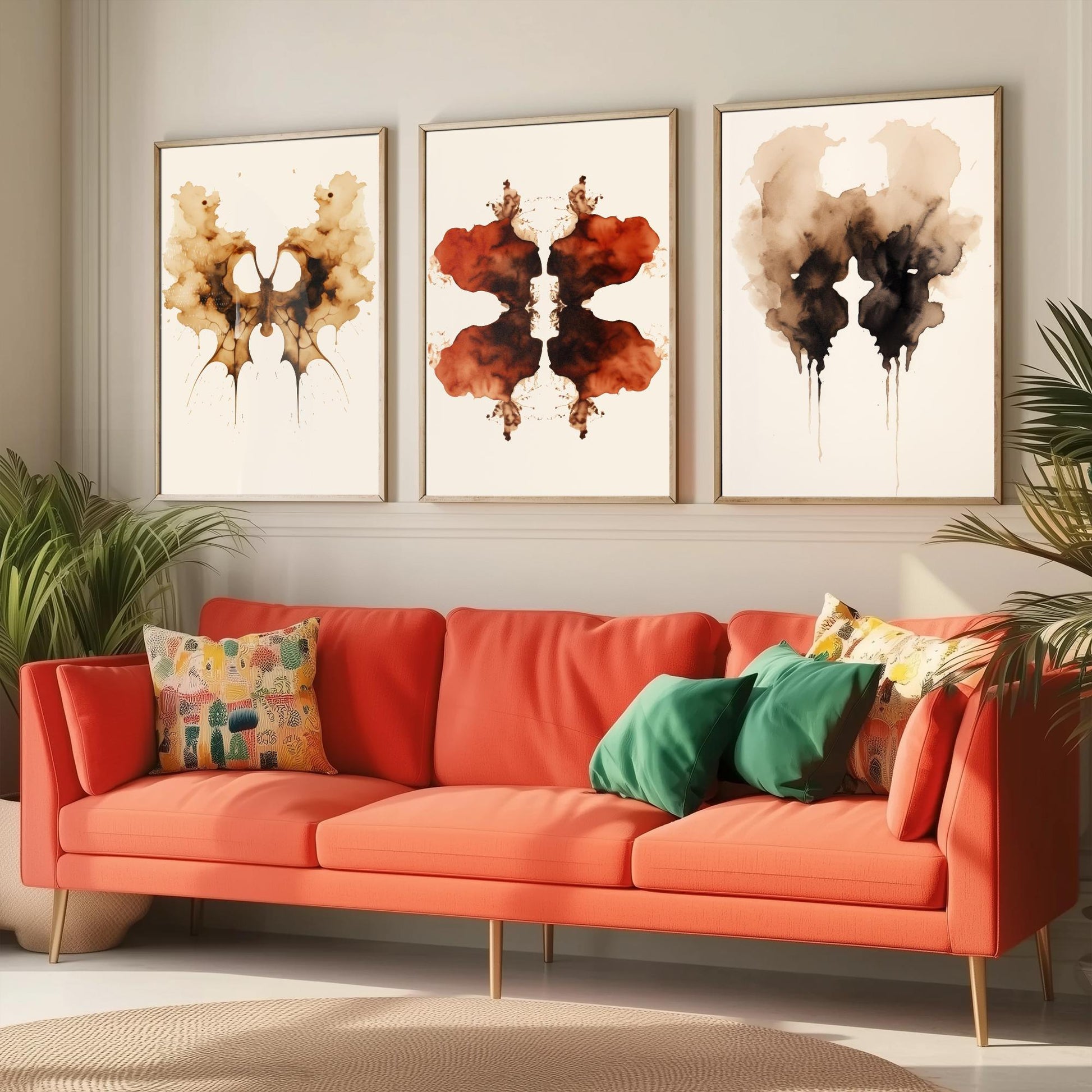 Rorschach Inkblot Set of Three Art Prints - Psychology Wall Art - Abstract Watercolour Poster Gift Painting Therapy Decor V1