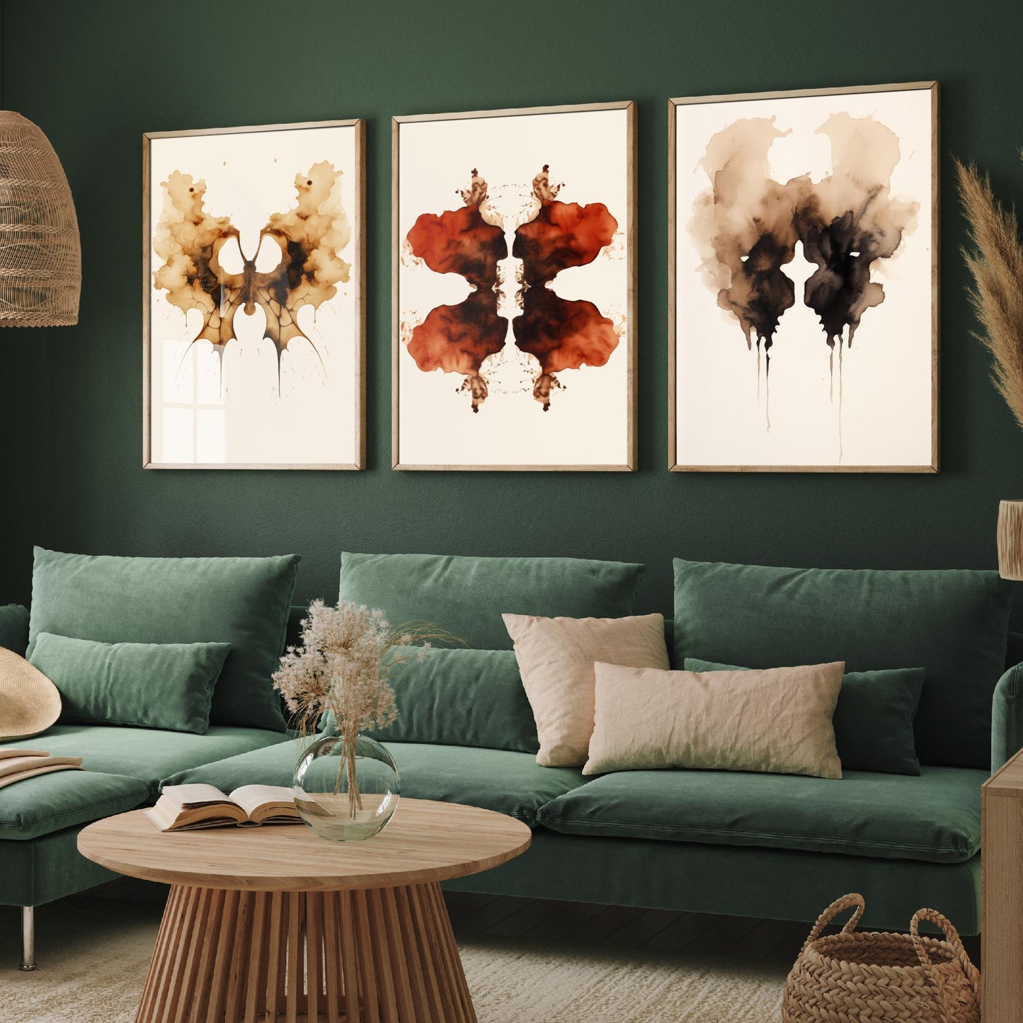 Rorschach Inkblot Set of Three Art Prints - Psychology Wall Art - Abstract Watercolour Poster Gift Painting Therapy Decor V1