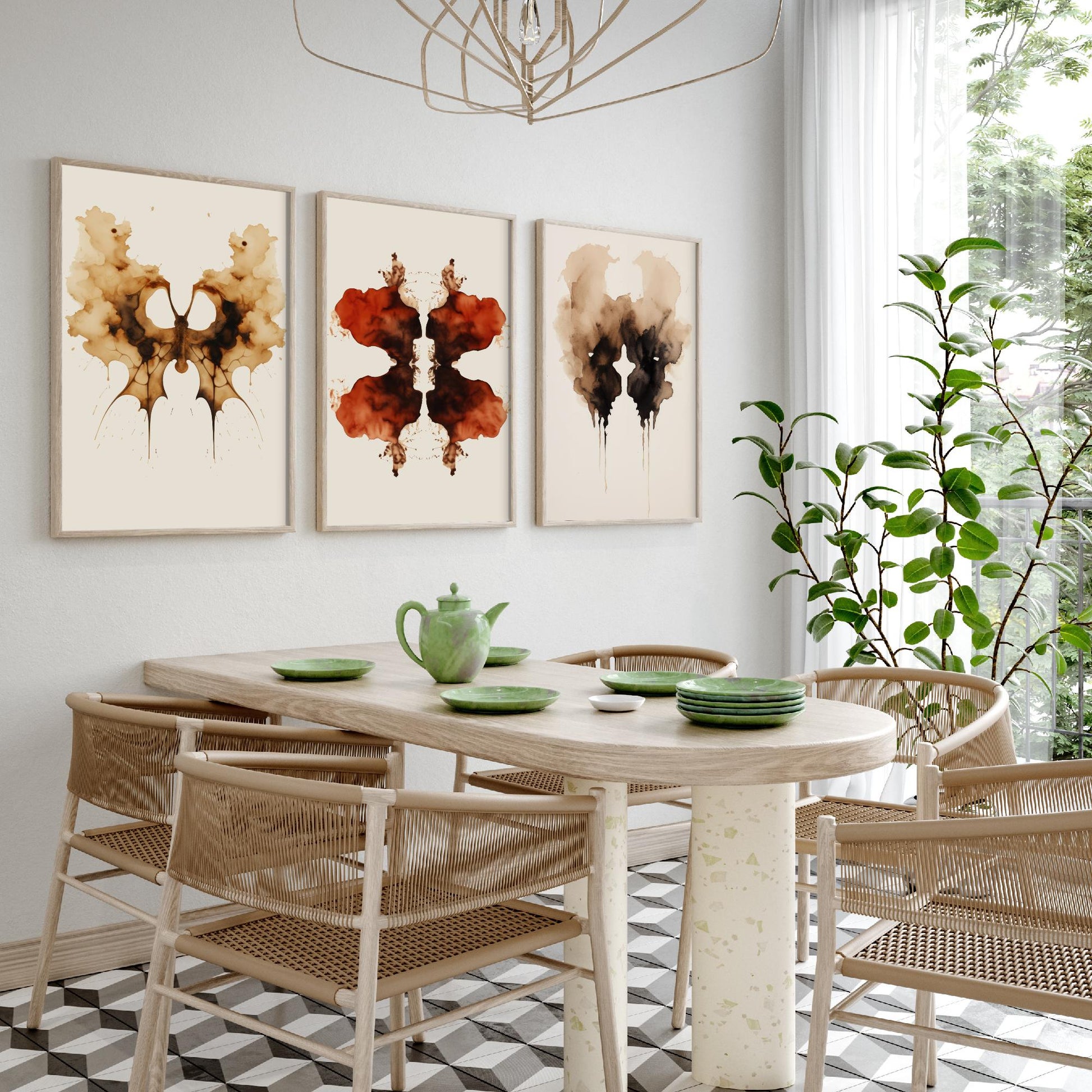 Rorschach Inkblot Set of Three Art Prints - Psychology Wall Art - Abstract Watercolour Poster Gift Painting Therapy Decor V1