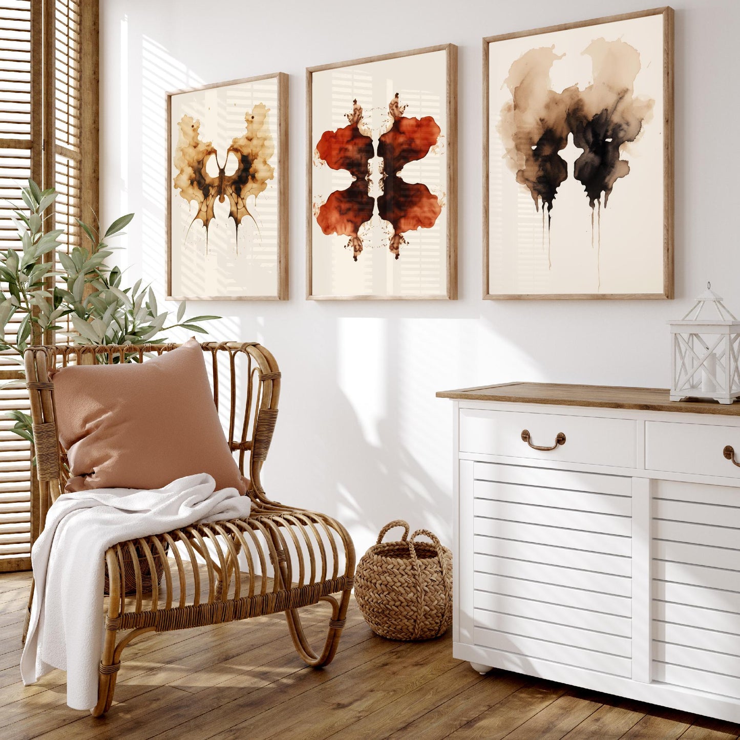 Rorschach Inkblot Set of Three Art Prints - Psychology Wall Art - Abstract Watercolour Poster Gift Painting Therapy Decor V1