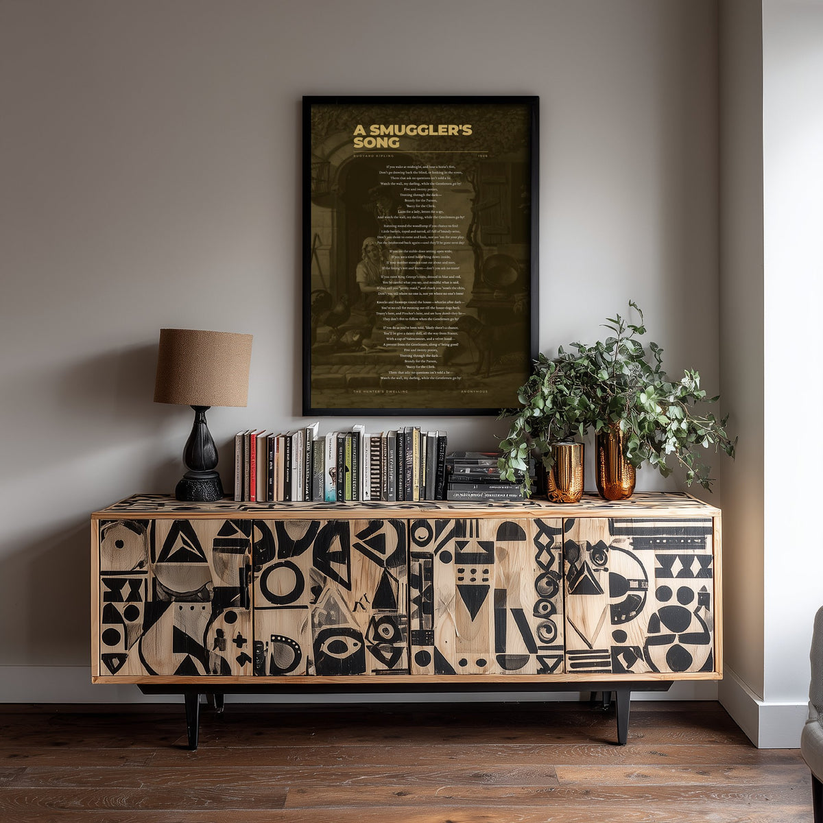 A Smuggler's Song by Rudyard Kipling Art Print - Full Poem Poster - Watch the Wall My Darling Poetry over Classic Painting