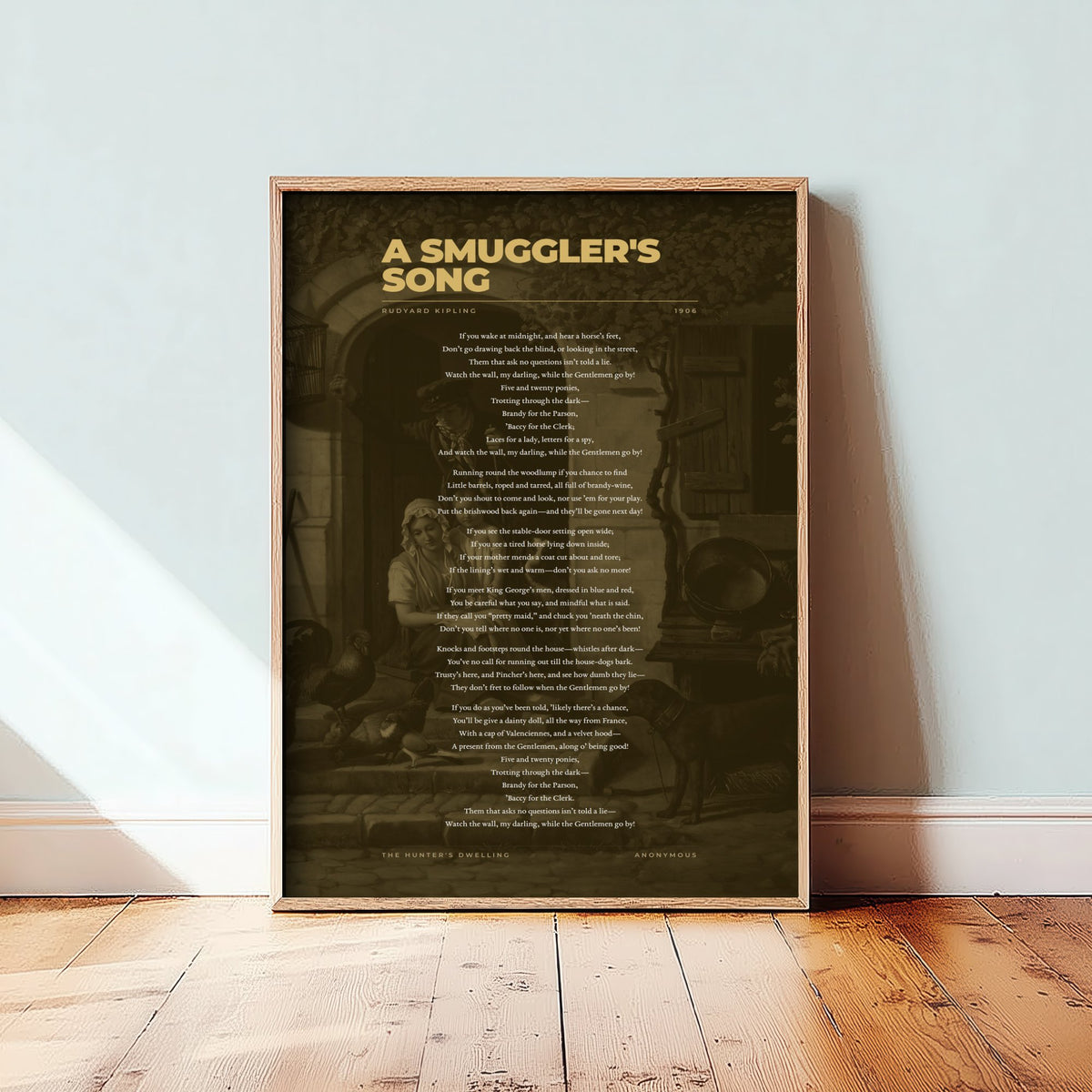 A Smuggler's Song by Rudyard Kipling Art Print - Full Poem Poster - Watch the Wall My Darling Poetry over Classic Painting