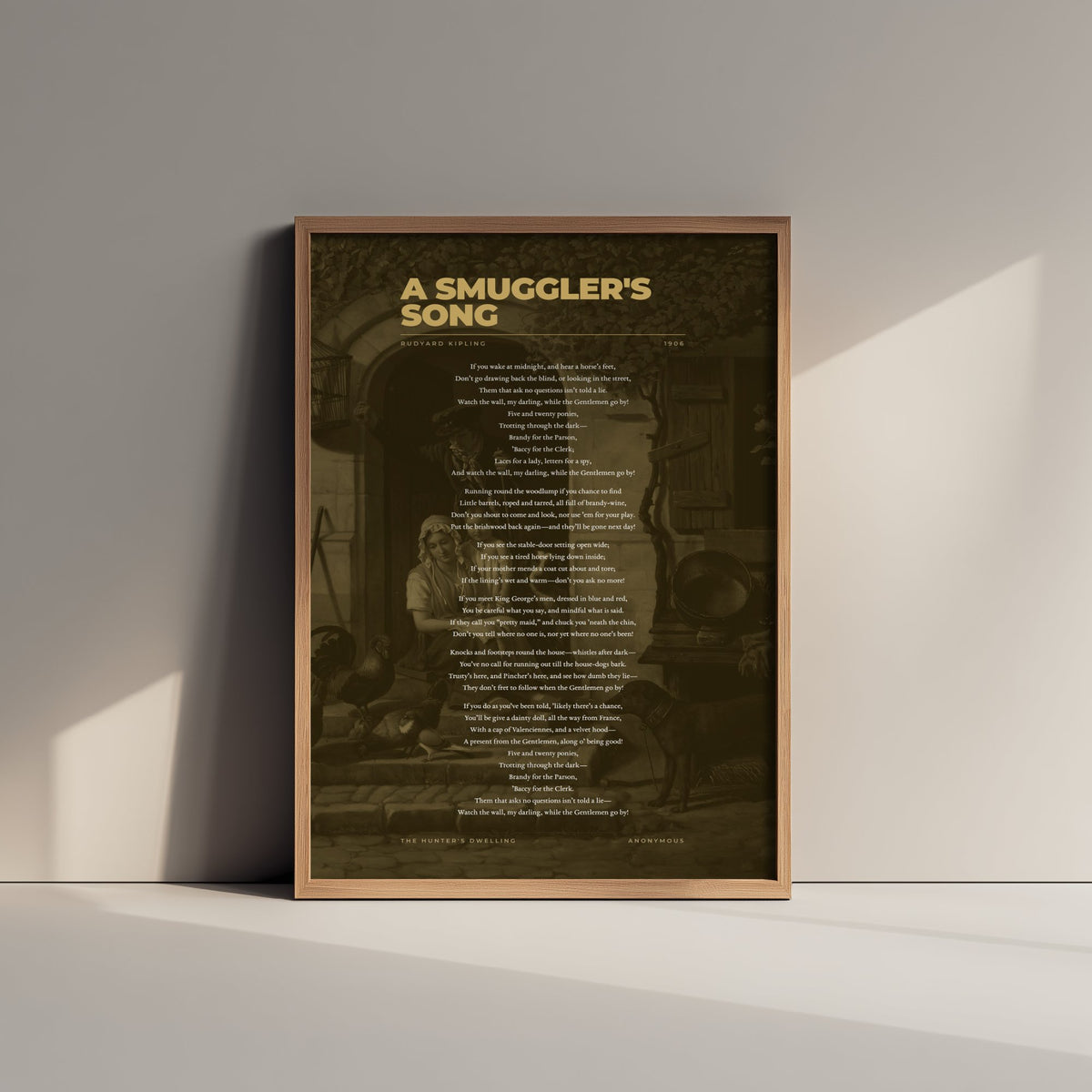 A Smuggler's Song by Rudyard Kipling Art Print - Full Poem Poster - Watch the Wall My Darling Poetry over Classic Painting