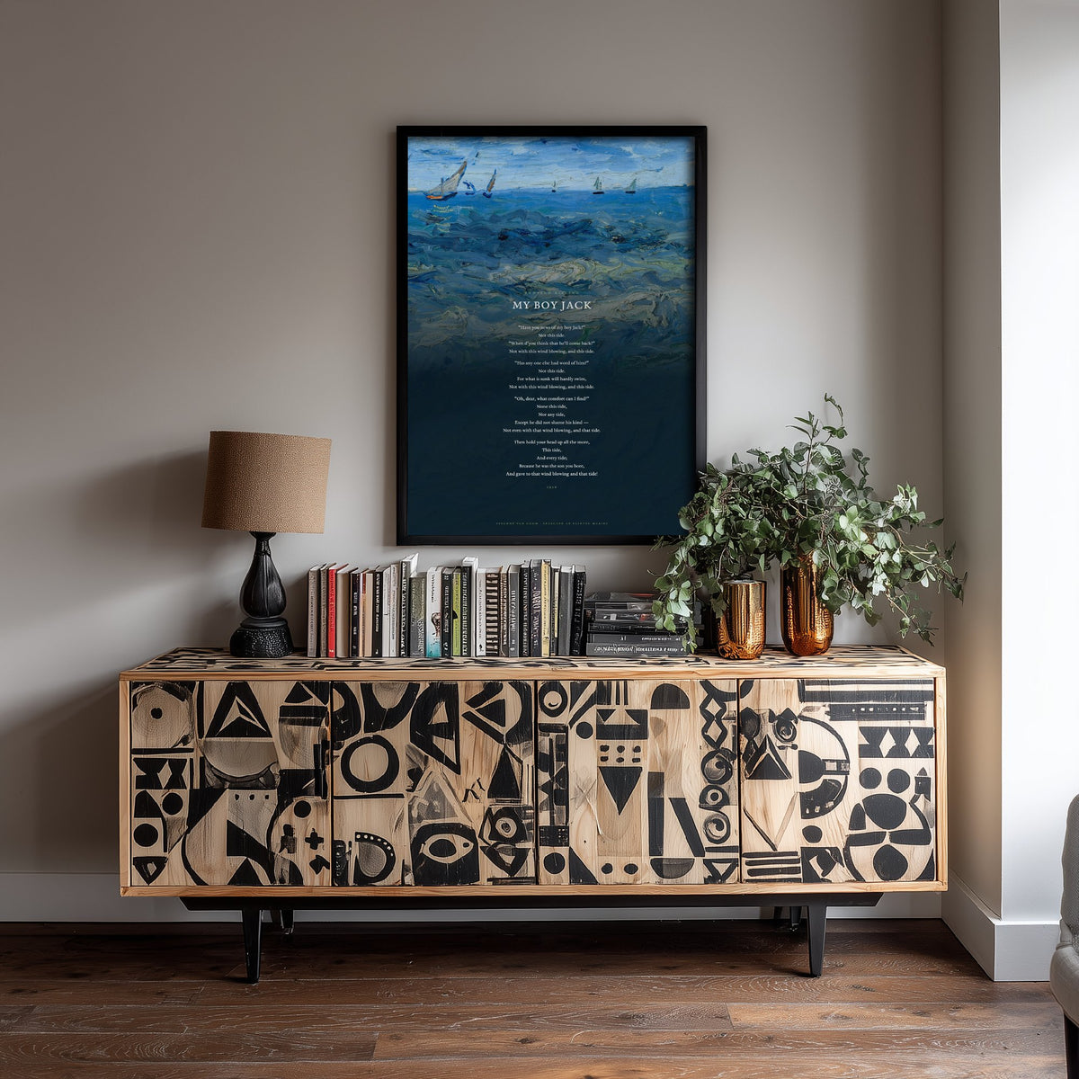 My Boy Jack by Rudyard Kipling Art Print - Full Poem over Van Gogh Seascape Painting - Poetry Poster - Grief Remembrance Reading