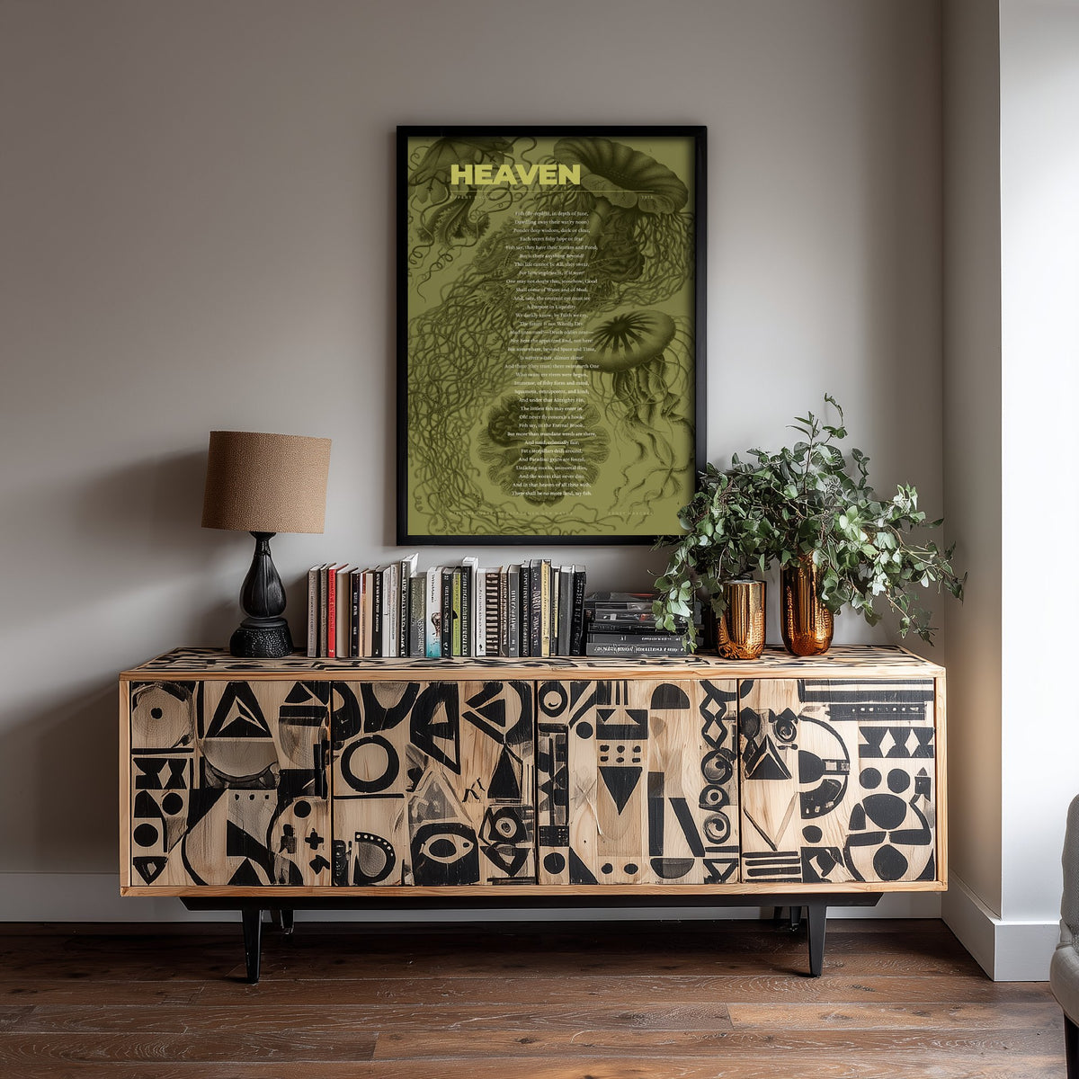Heaven by Rupert Brooke Art Print - Full Poem Poster - Fish Poetry over Ernst Haeckel Jellyfish Illustration - Kunstformen der Natur