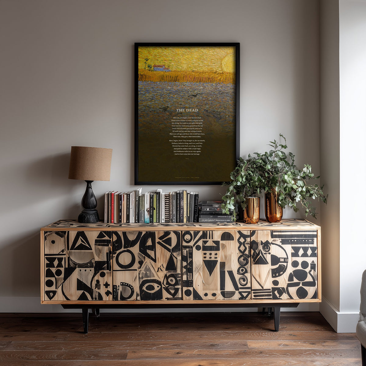 The Dead by Rupert Brooke Art Print - Full Poem over Van Gogh The Sower at Sunset Painting - War Sonnet Poetry Poster - Remembrance