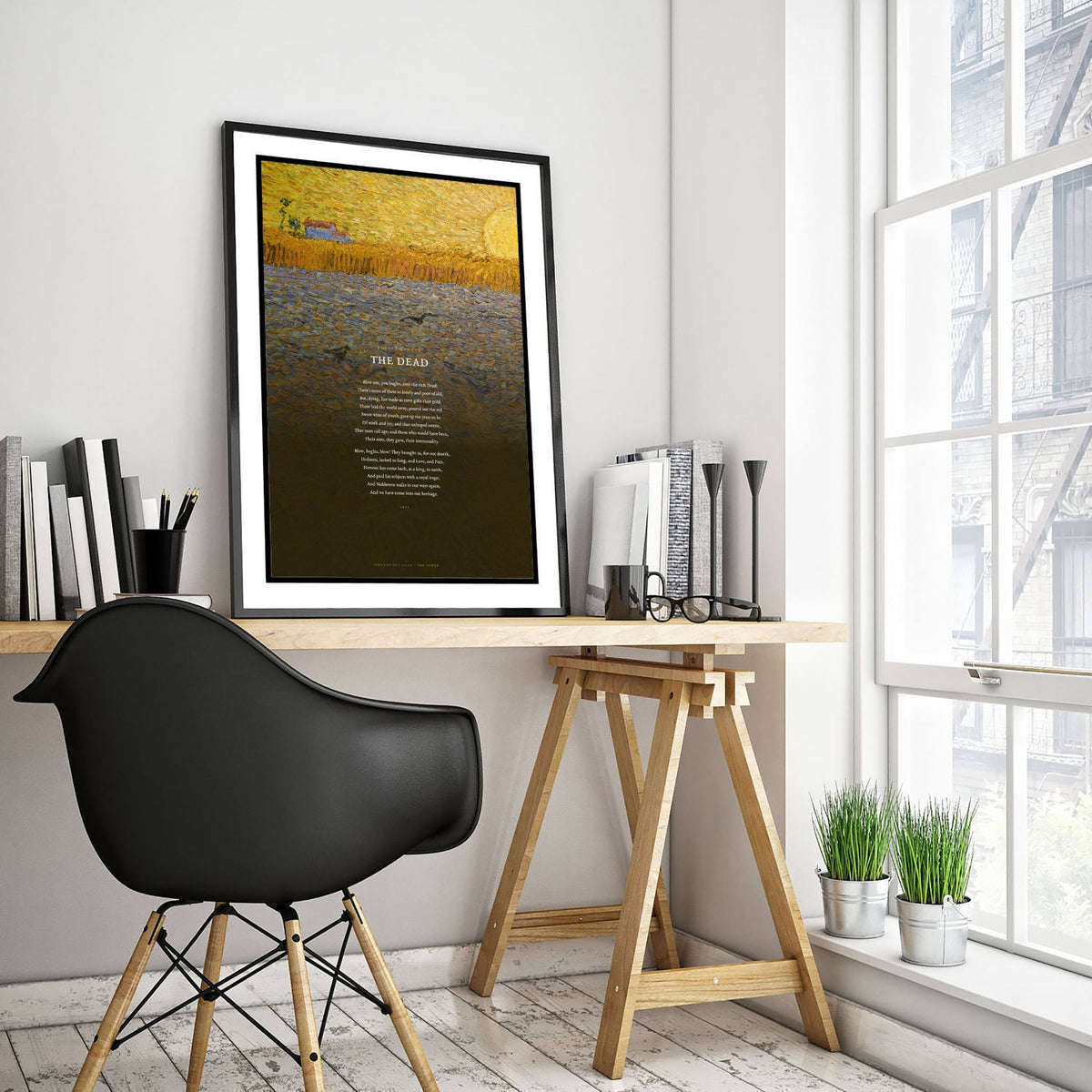 The Dead by Rupert Brooke Art Print - Full Poem over Van Gogh The Sower at Sunset Painting - War Sonnet Poetry Poster - Remembrance