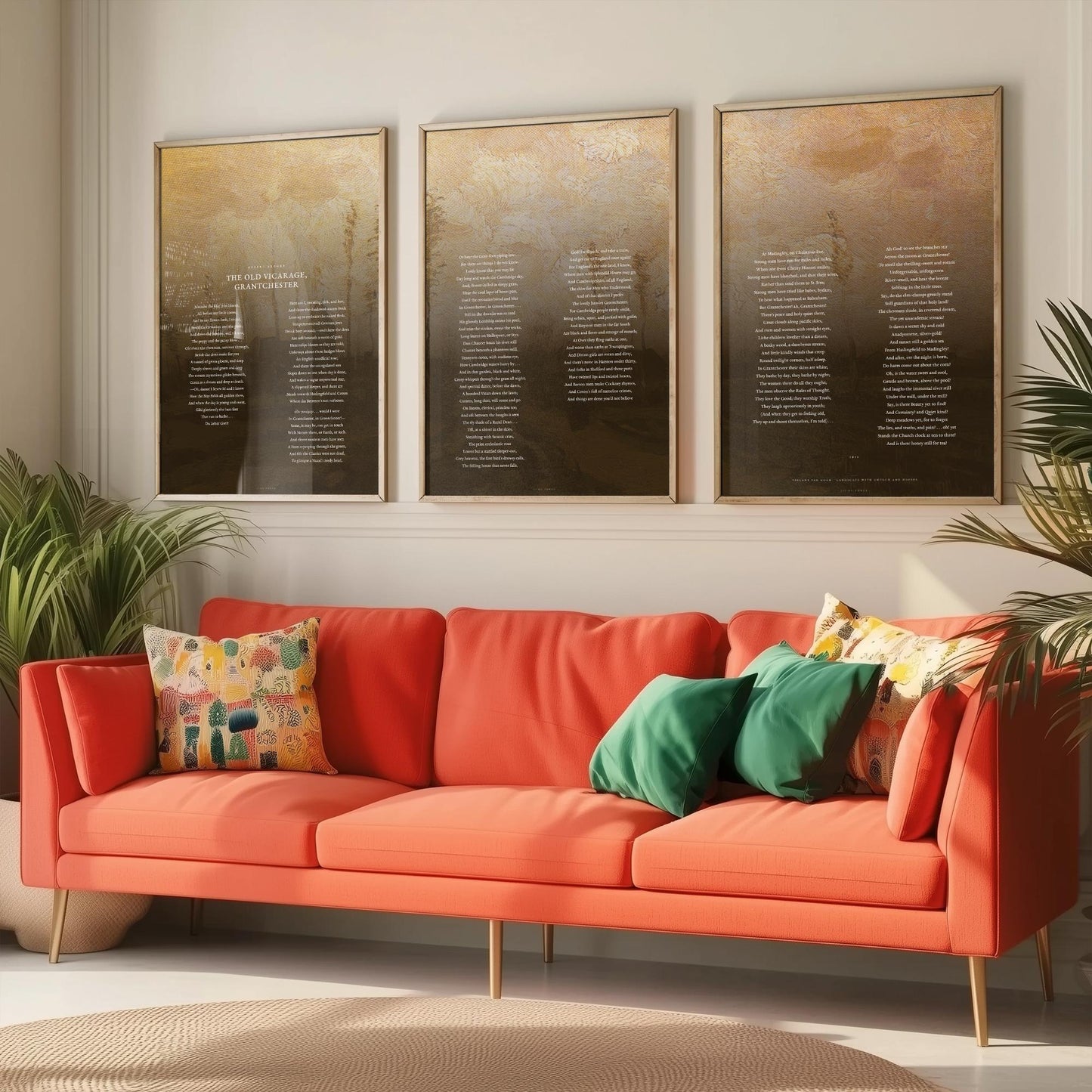The Old Vicarage Grantchester by Rupert Brooke Set of Three Art Prints - Full Poem over Van Gogh Painting - English Poetry Poster Triptych