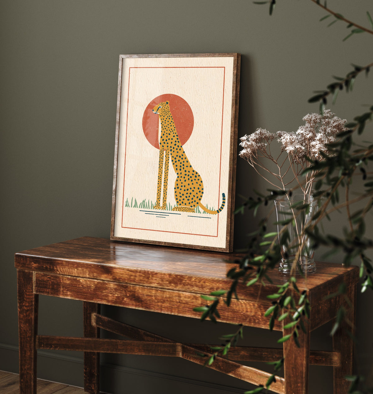 Cheetah Art Print - African Big Cat Poster - Spotted Safari Woodcut V1 3/3