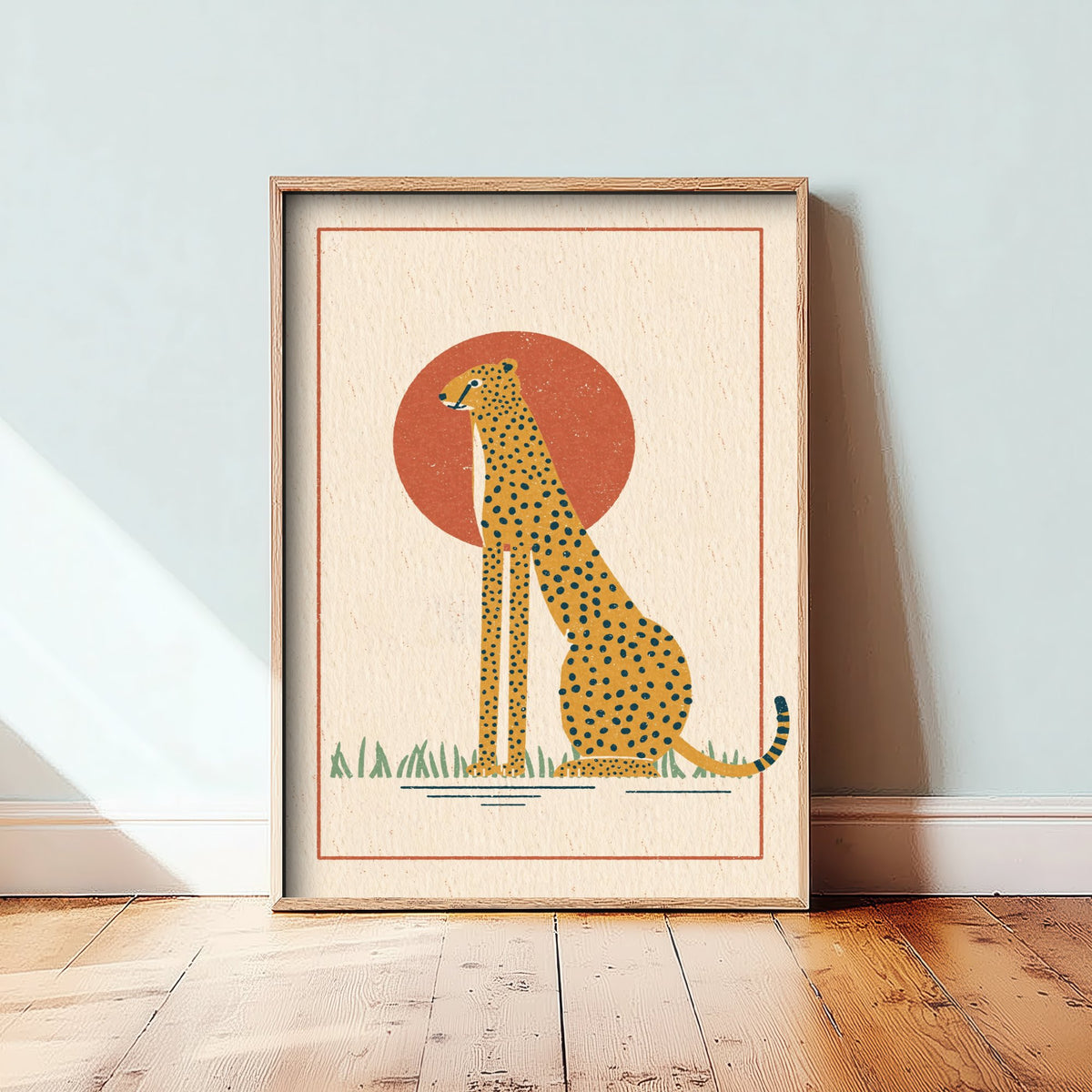 Cheetah Art Print - African Big Cat Poster - Spotted Safari Woodcut V1 3/3