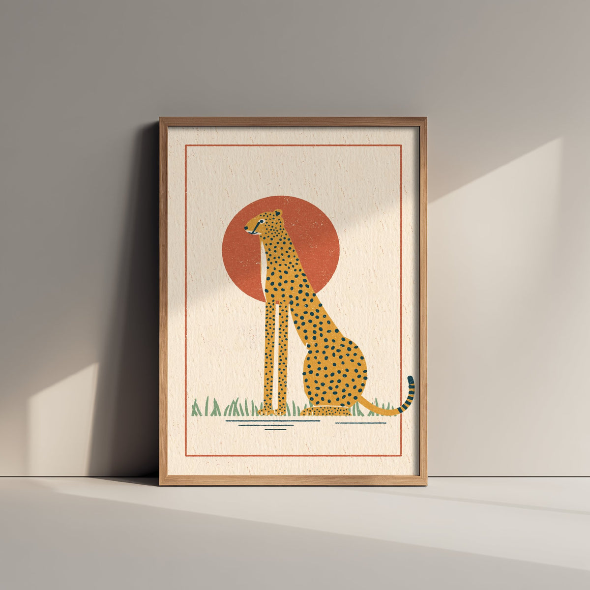 Cheetah Art Print - African Big Cat Poster - Spotted Safari Woodcut V1 3/3
