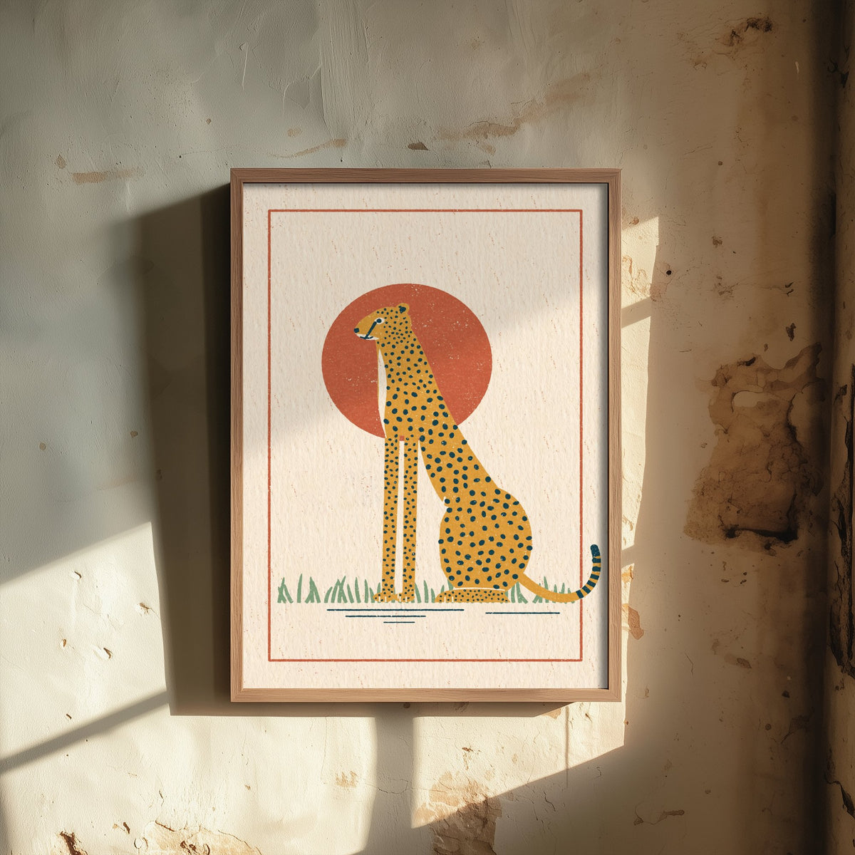 Cheetah Art Print - African Big Cat Poster - Spotted Safari Woodcut V1 3/3