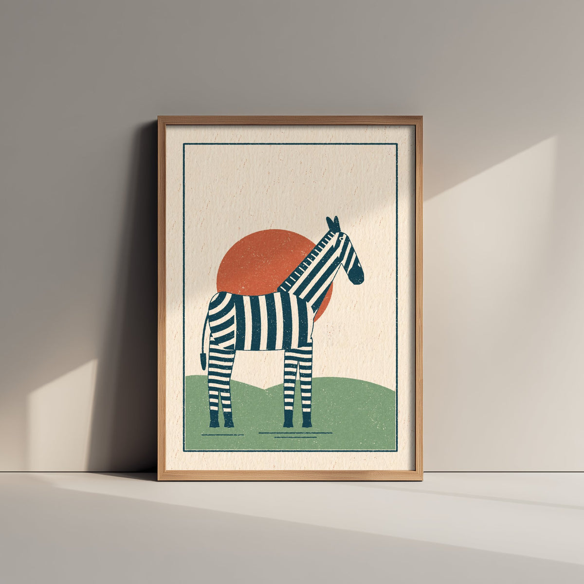Zebra Art Print - Striped Safari Animal Poster - Lino Look Nursery Illustration V2 1/3