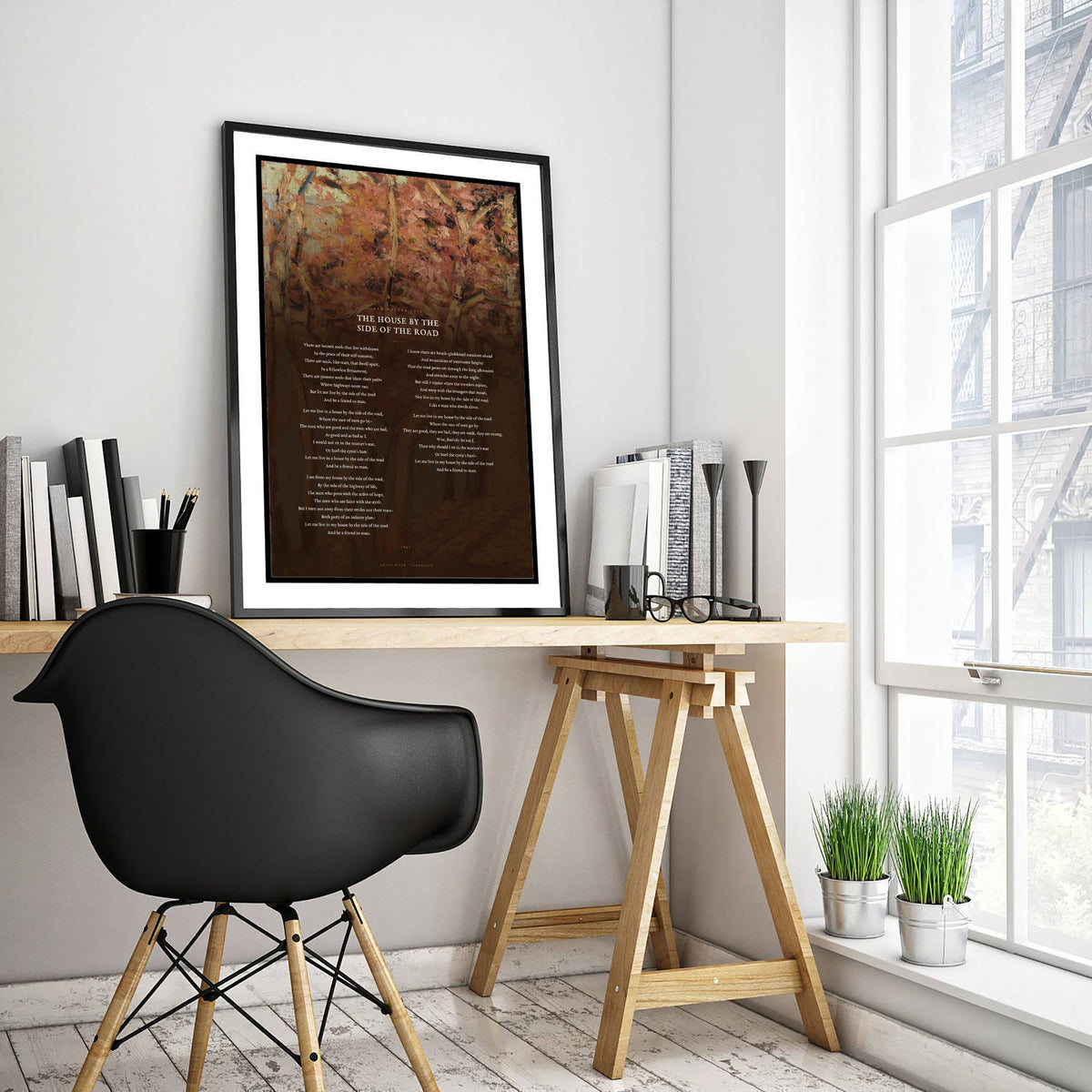 The House by the Side of the Road by Sam Walter Foss Art Print - Full Poem over Classic Landscape Painting - Friendship Poetry Poster