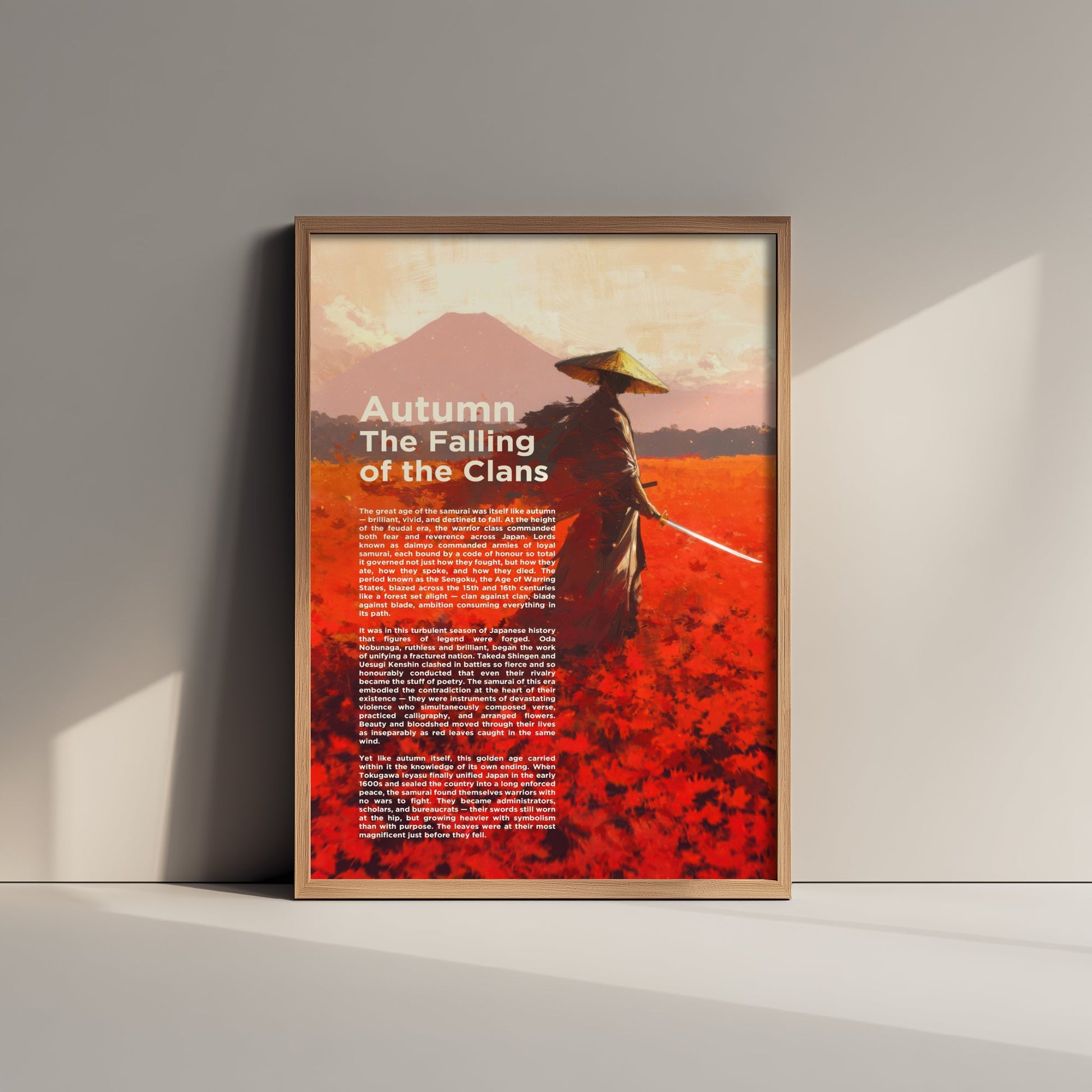 Samurai Autumn Art Print - The Falling of the Clans Poster - Japanese History Illustration Wall Art 1/3