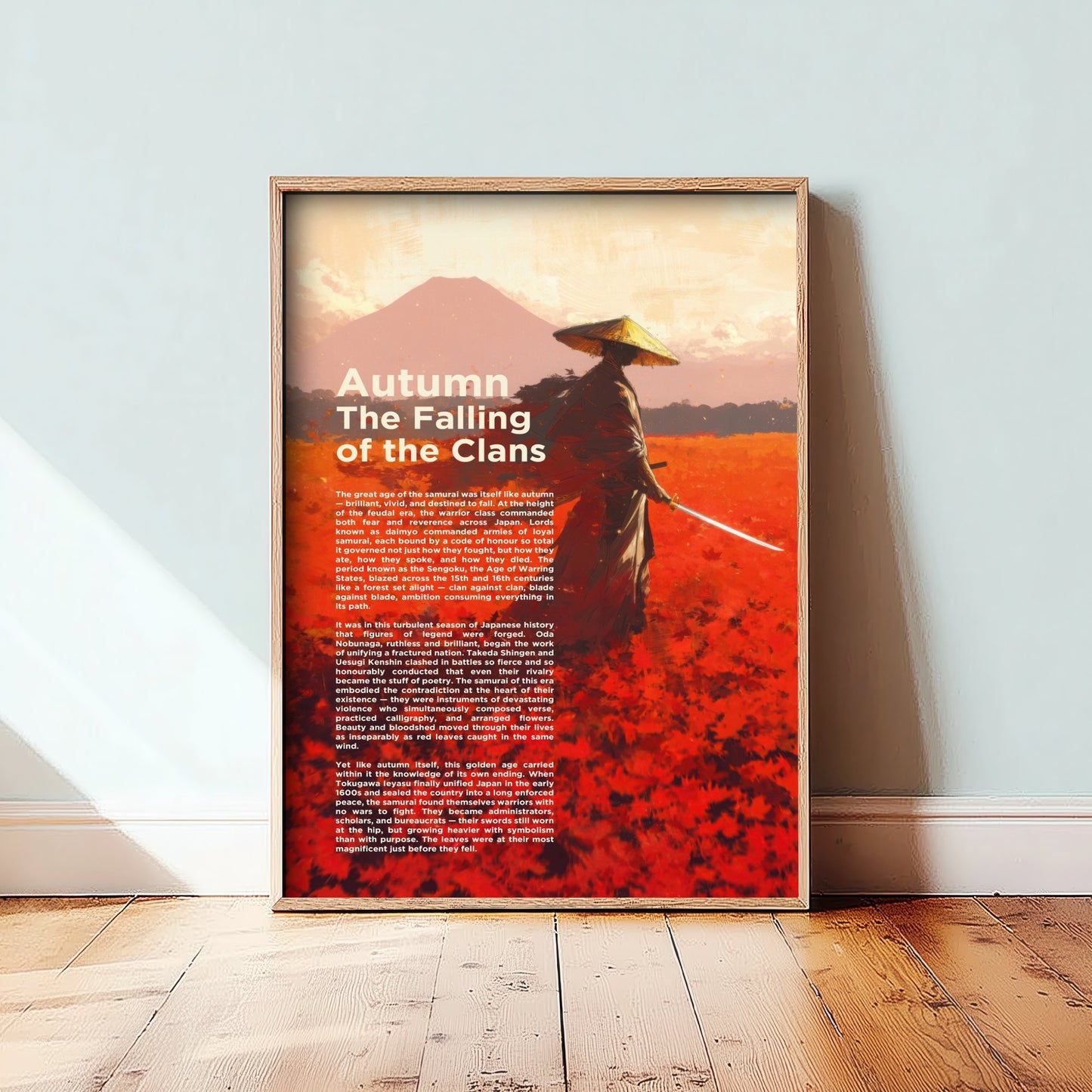 Samurai Autumn Art Print - The Falling of the Clans Poster - Japanese History Illustration Wall Art 1/3