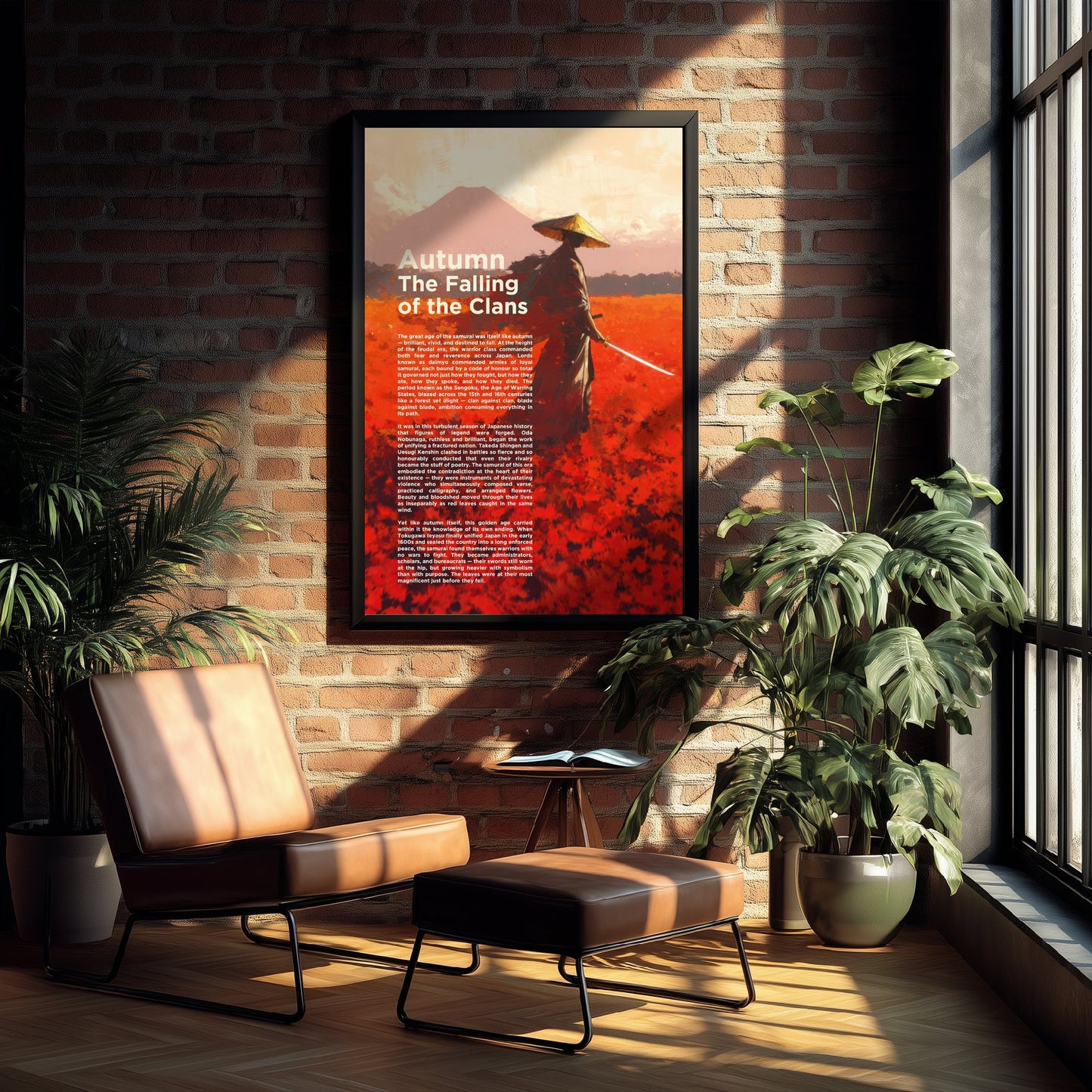 Samurai Autumn Art Print - The Falling of the Clans Poster - Japanese History Illustration Wall Art 1/3